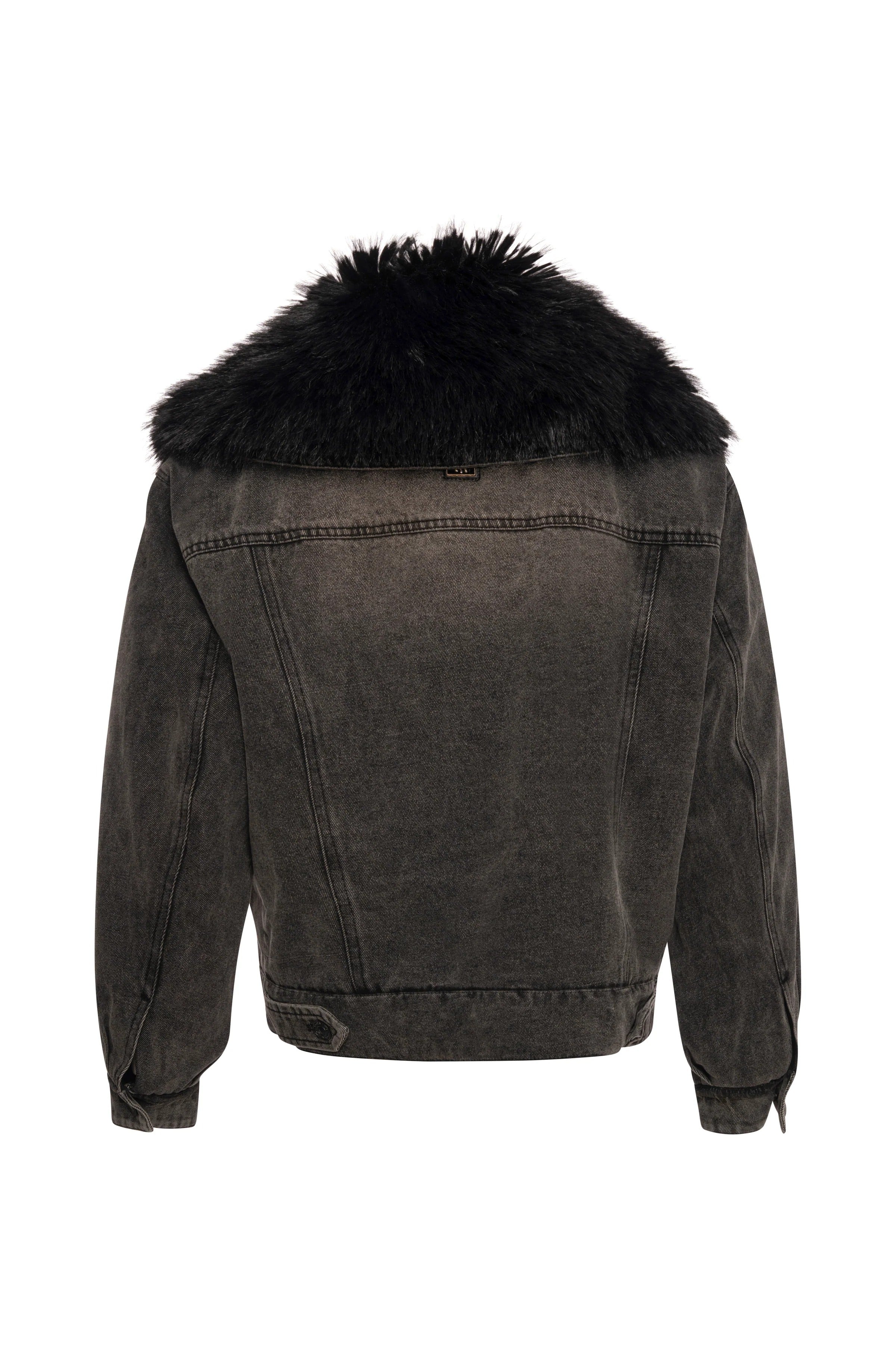 Giacca regular in denim black con lavaggio medio e con finta pelliccia FP26WJ4003D40993 M67 FRACOMINA 