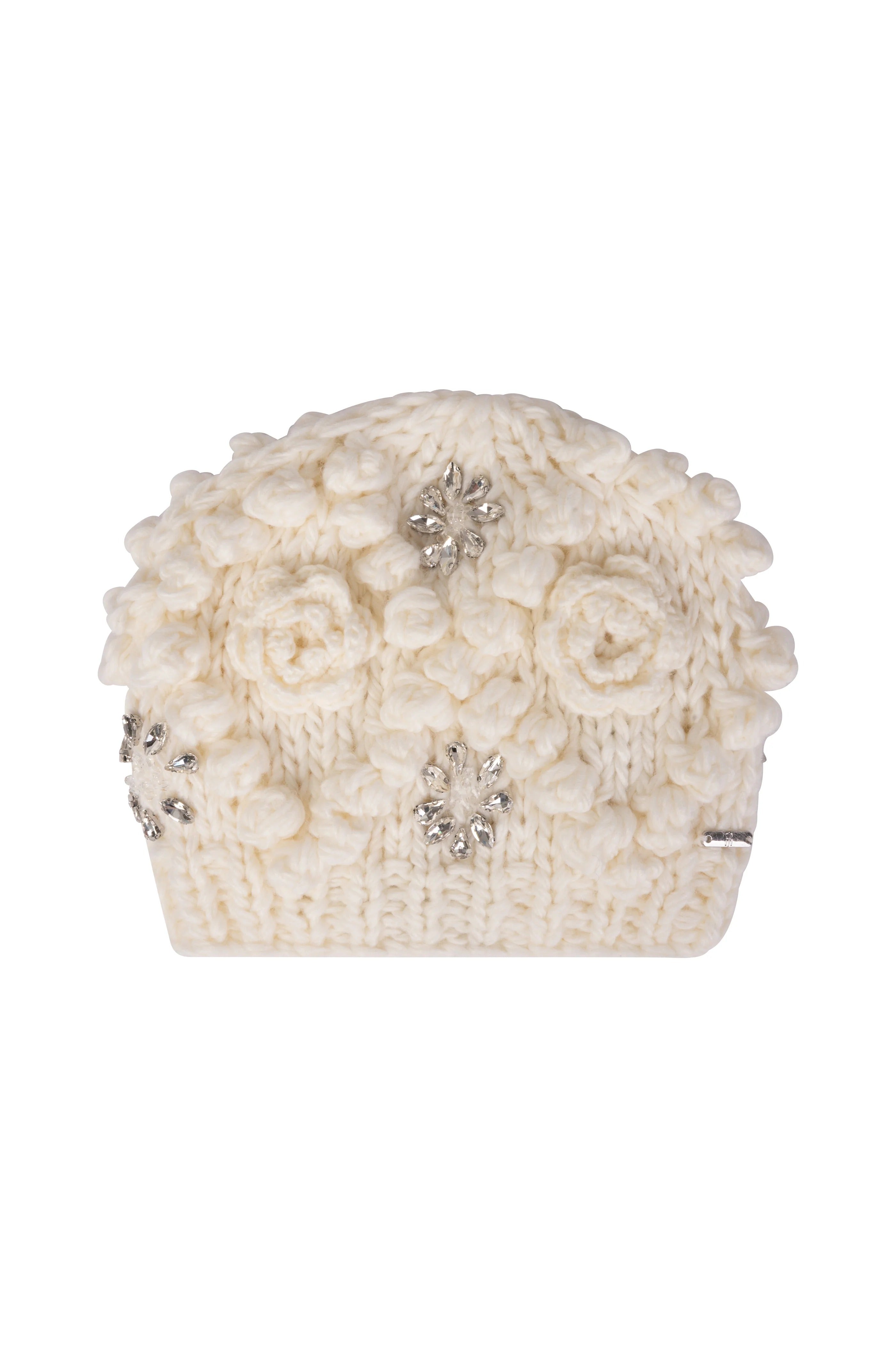 Fracomina Cappello in maglia con fiori e applicazioni gioiello cream FR26WA4002K465R9 108 FRACOMINA 