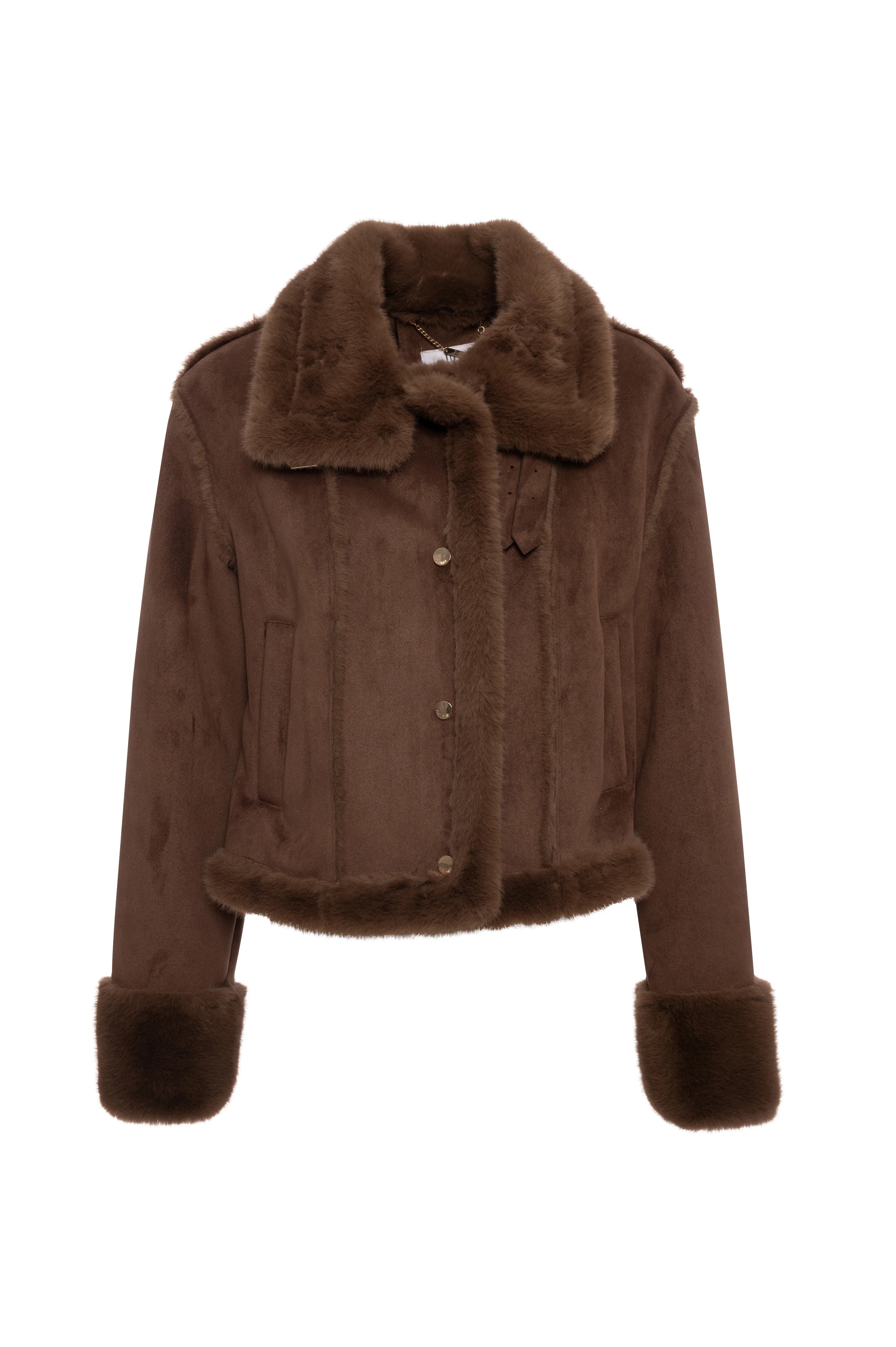 Giacca regular in finto montone brown FR26WC4015O46701 091 FRACOMINA 