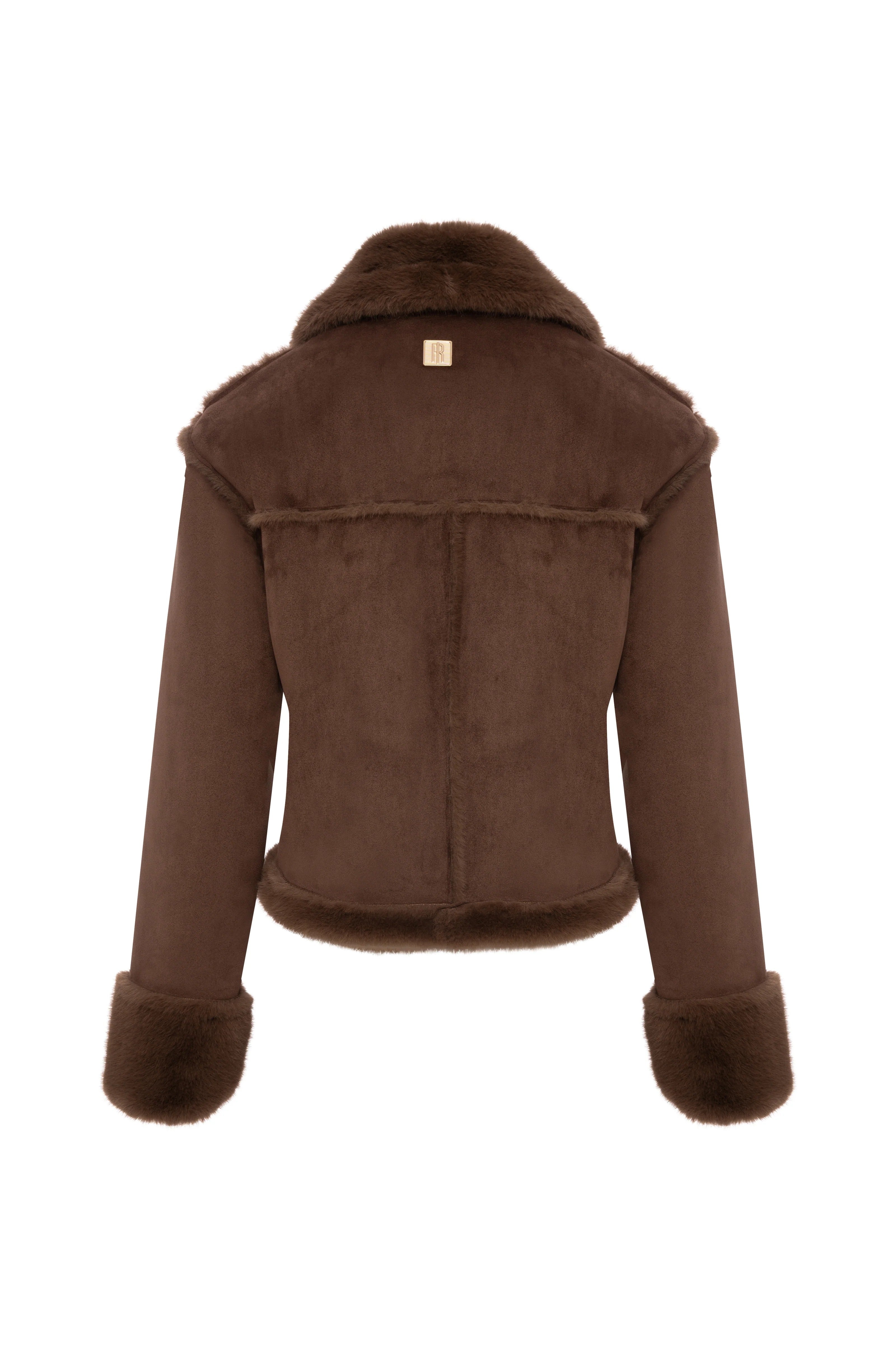 Giacca regular in finto montone brown FR26WC4015O46701 091 FRACOMINA 