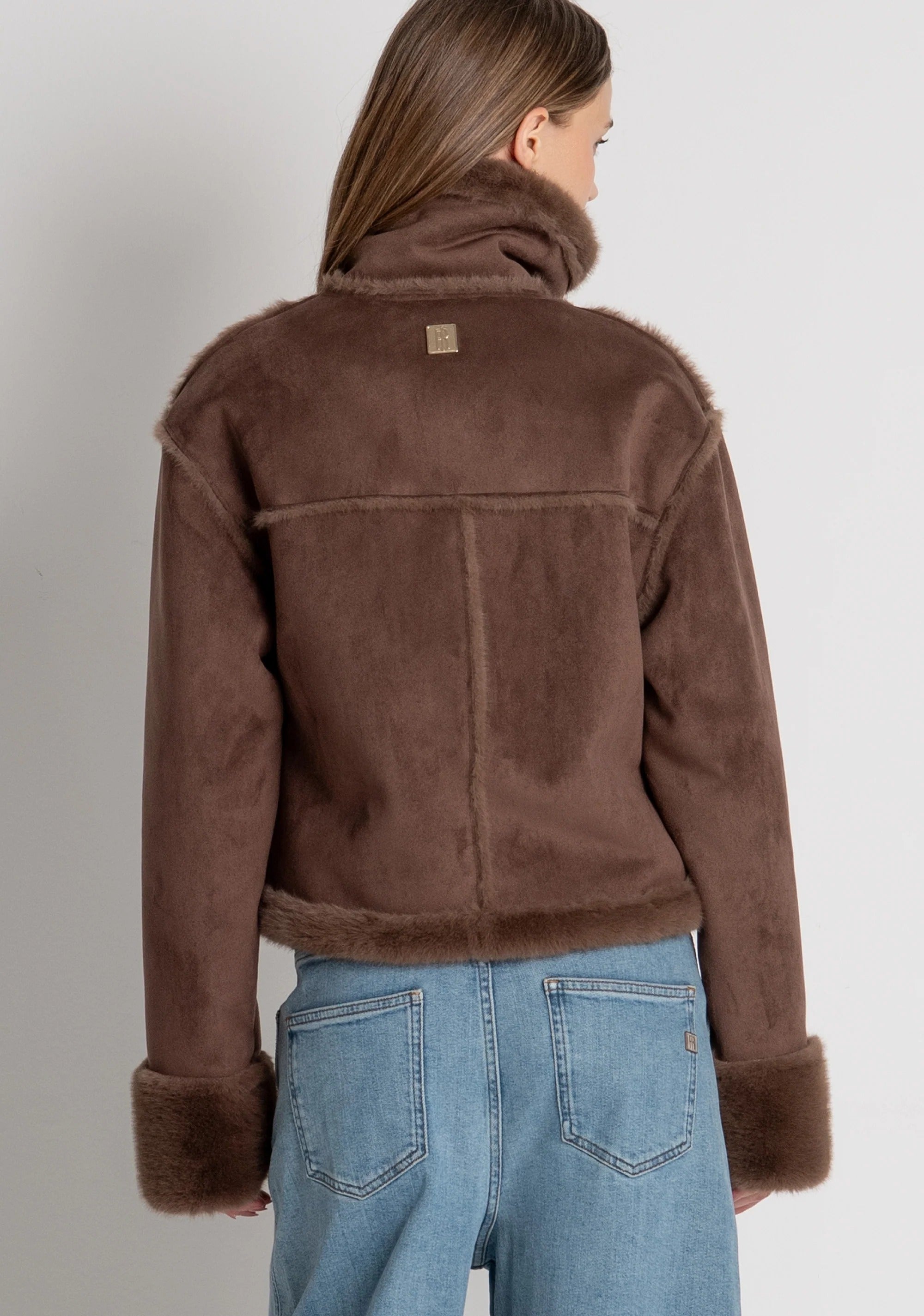 Giacca regular in finto montone brown FR26WC4015O46701 091 FRACOMINA 