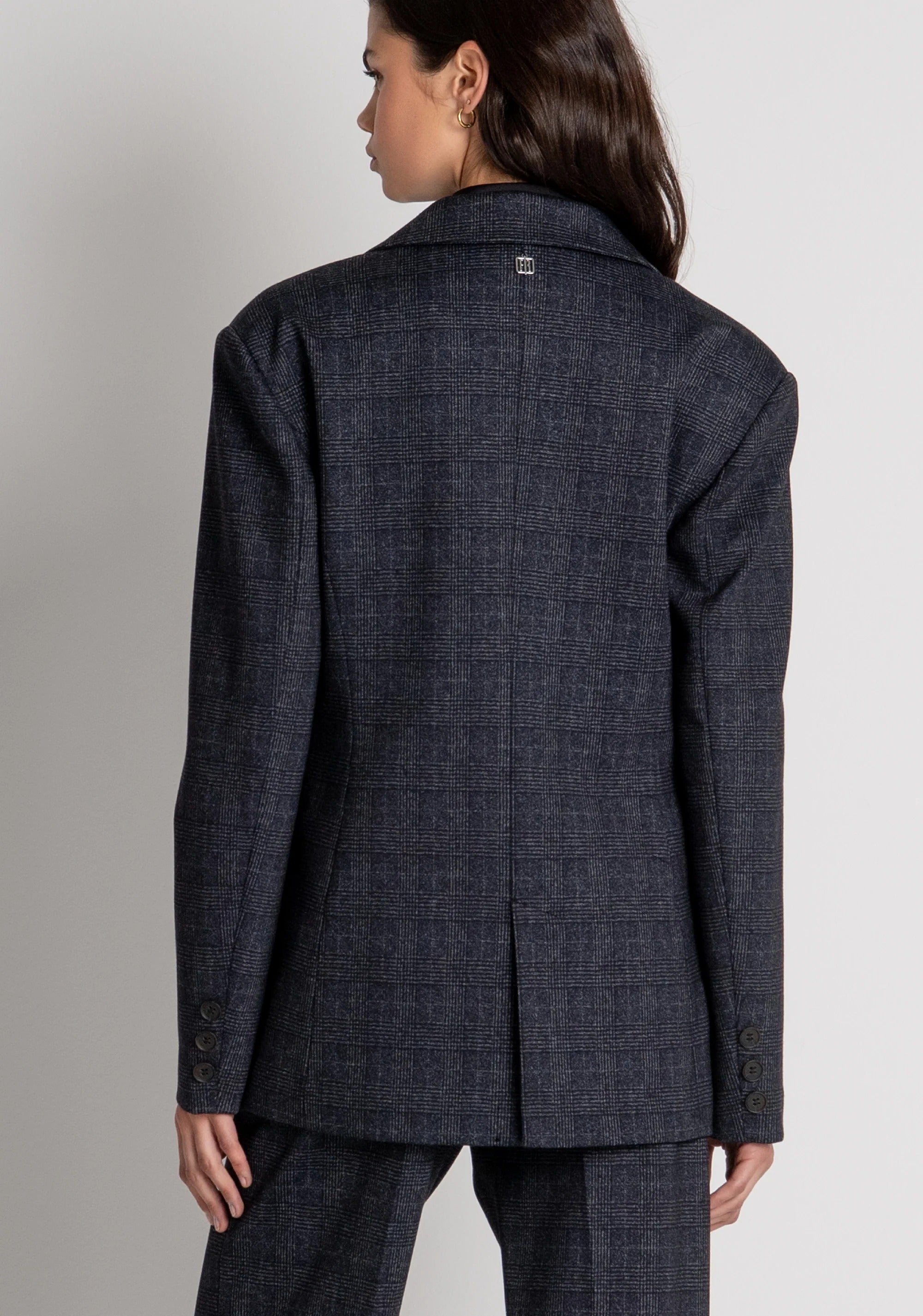 Fracomina Blazer regular doppiopetto in tessuto Principe di Galles Charcoal FR26WJ3010W575O2 097 FRACOMINA 