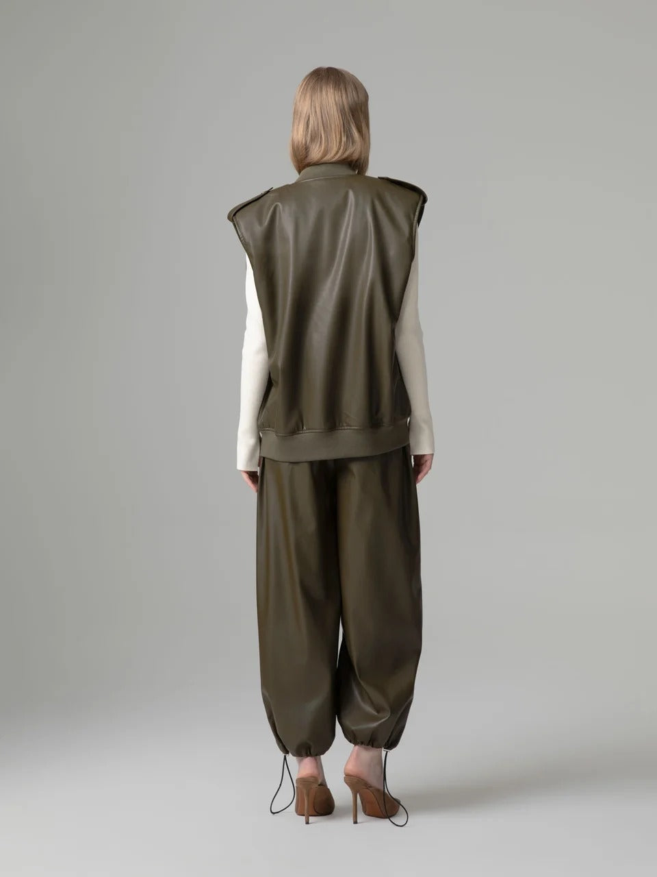 Gaelle Pantalone jogger in ecopelle verde GAABW11143-TPU0001 VE45 GAELLE 