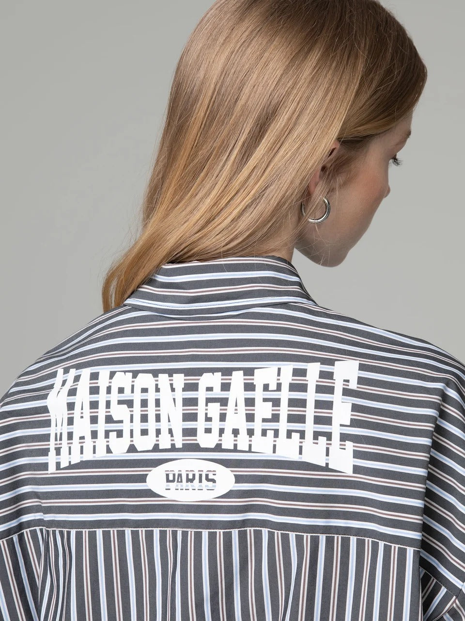 Gaelle Camicia regular con stampa logo grigia GAABW11262-TCP0003 NE160 GAELLE 