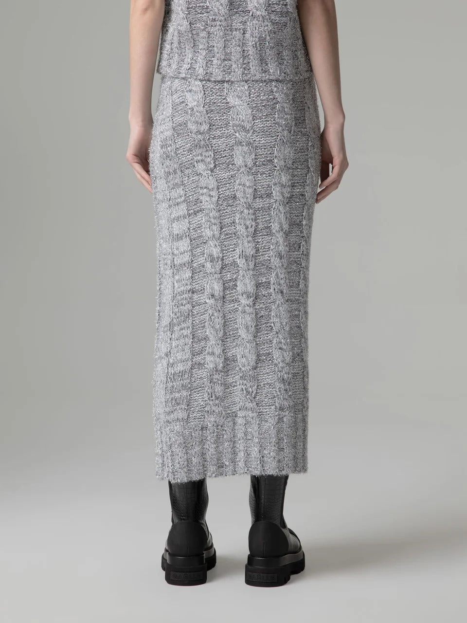 Gaelle Gonna lunga in maglieria con spacco sul davanti grigia GAABW11481-FRP0001 GR00 GAELLE 