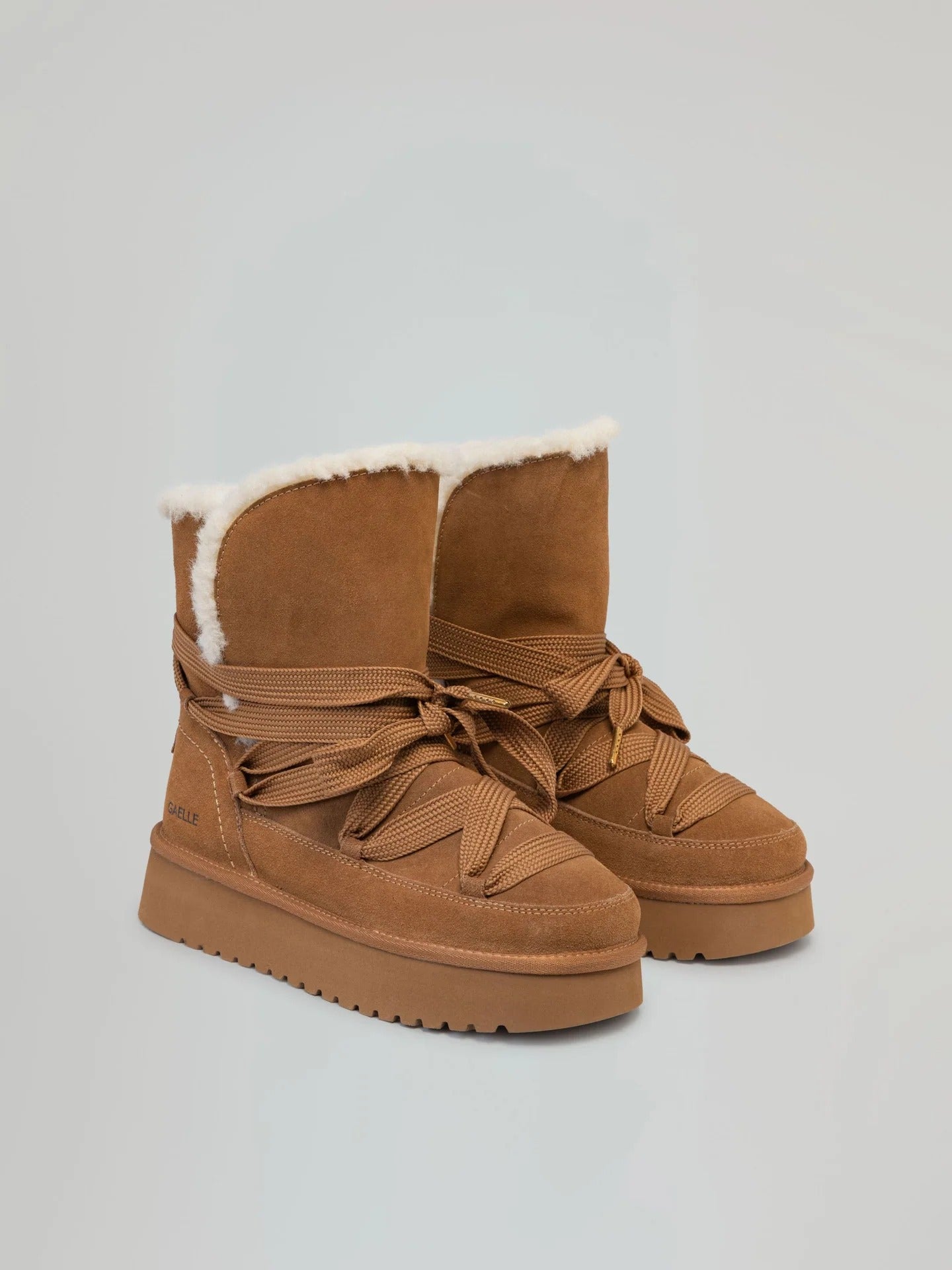 Eskimo boots allacciato in suede e eco fur cammello GACAW01847-PLH0002 CAMMELLO GAELLE 