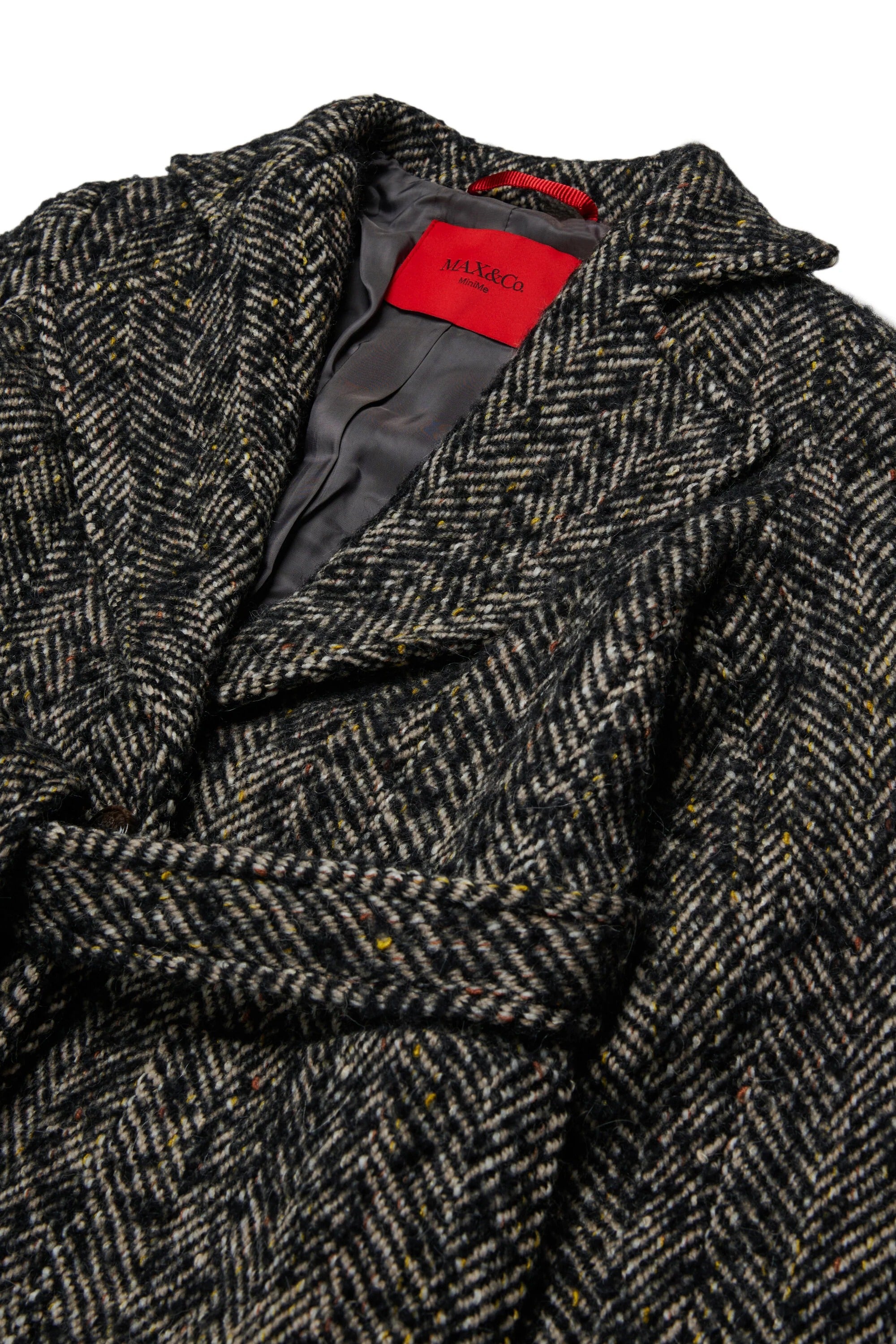 Cappotto con motivo a spina di pesce nero MX0001-MX02N MX900 MAX&CO KID 