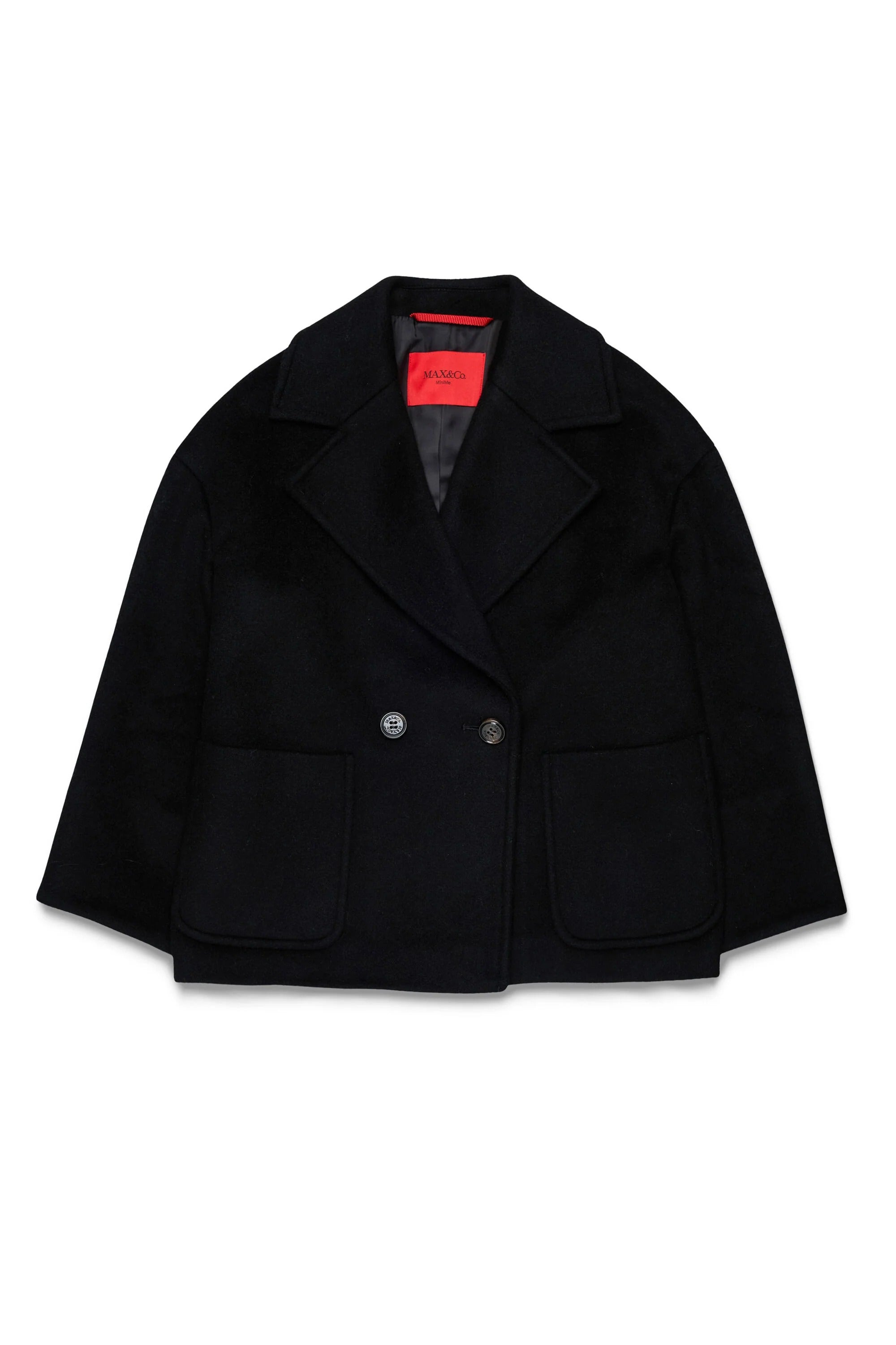 Cappotto caban doppiopetto in lana rasata nero MX0229-MX052 MX900 MAX&CO KID 