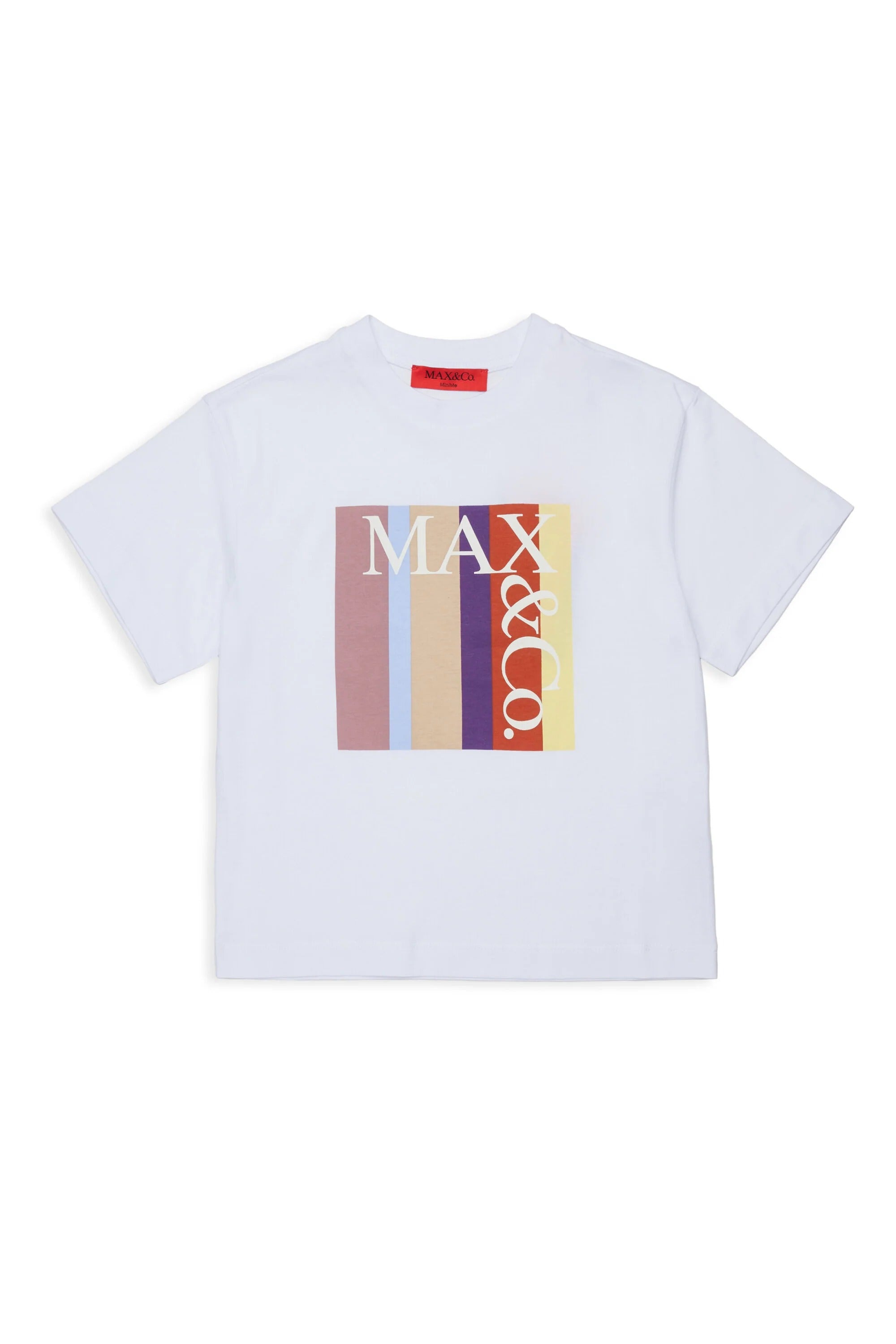 T-shirt con logo frontale multicolore bianca MX0390-MX02L MX100 MAX&CO KID 