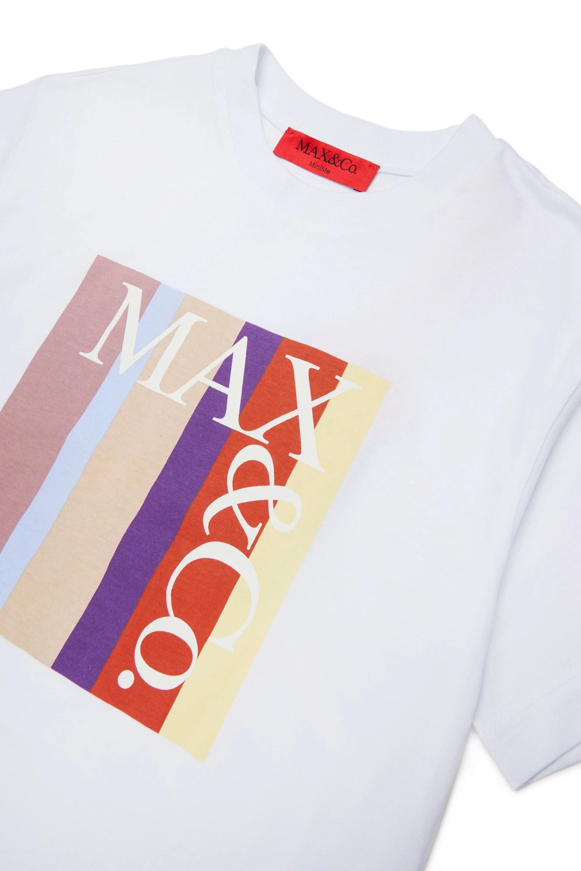 T-shirt con logo frontale multicolore bianca MX0390-MX02L MX100 MAX&CO KID 