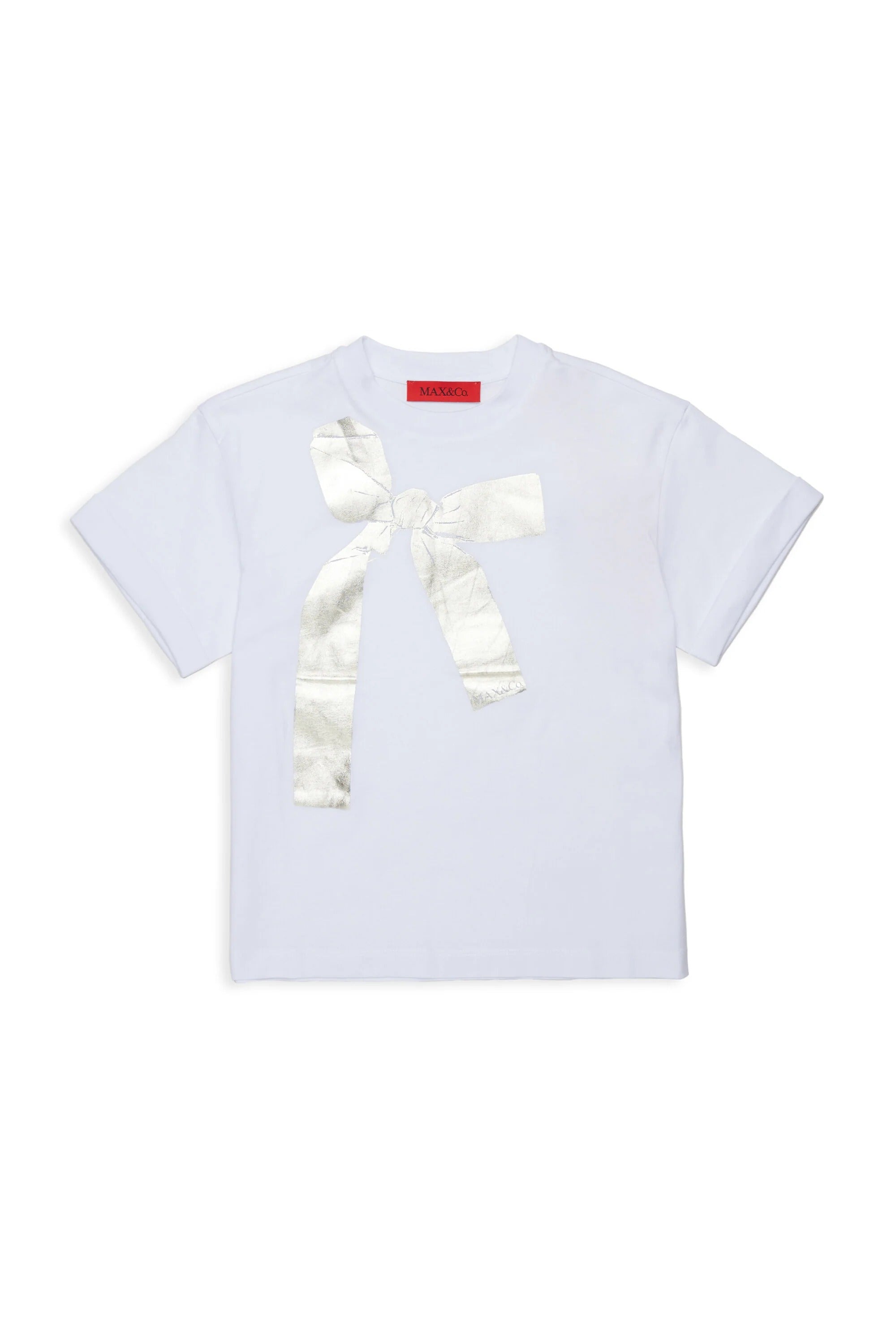 T-shirt con stampa di fiocco metallico bianca MX0392-MX02L MX100 MAX&CO KID 