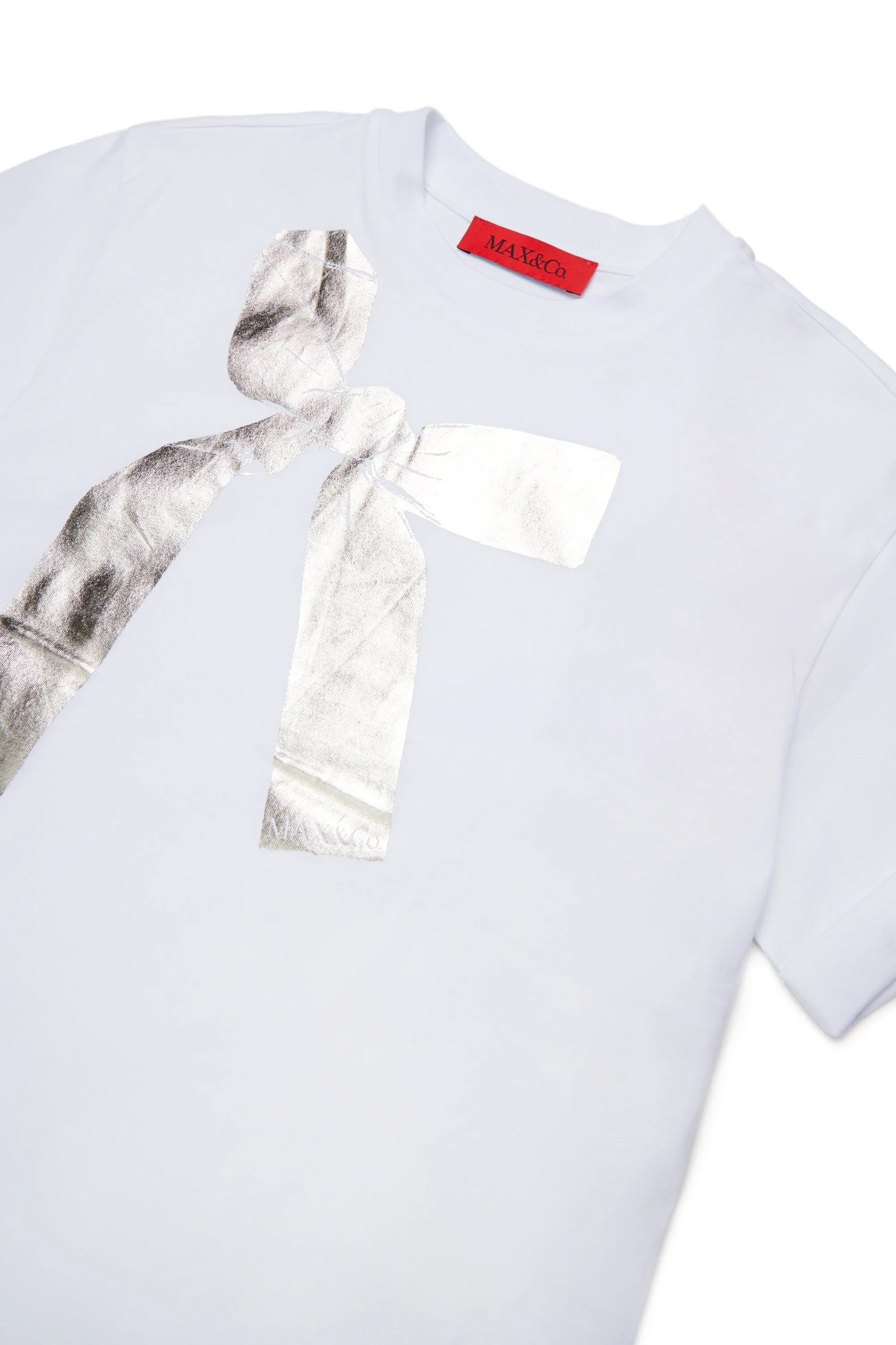 T-shirt con stampa di fiocco metallico bianca MX0392-MX02L MX100 MAX&CO KID 