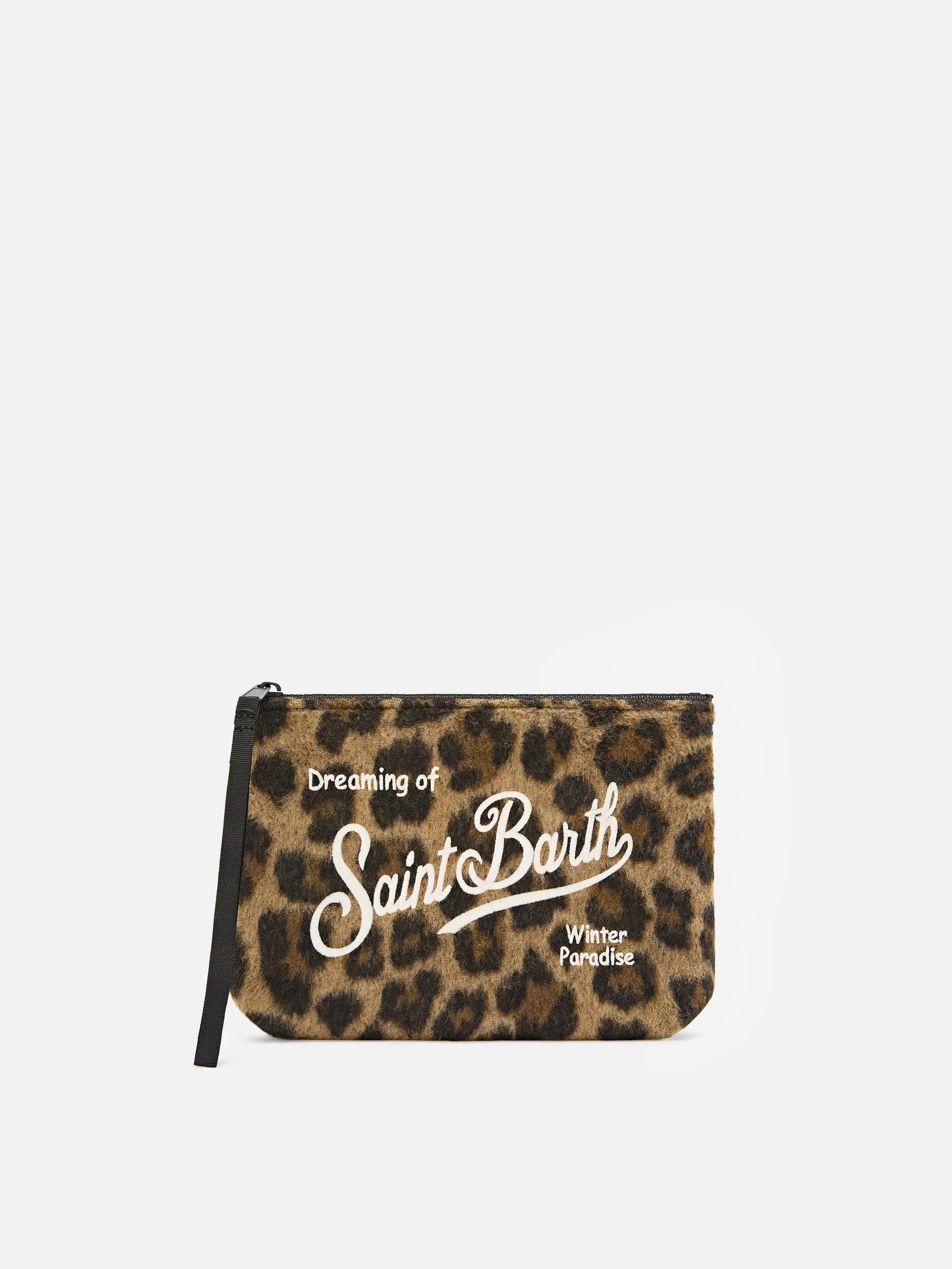 Pochette Aline in feltro con stampa leopardata e ricamo logo ALI0028 00328M MC2 SAINT BARTH 
