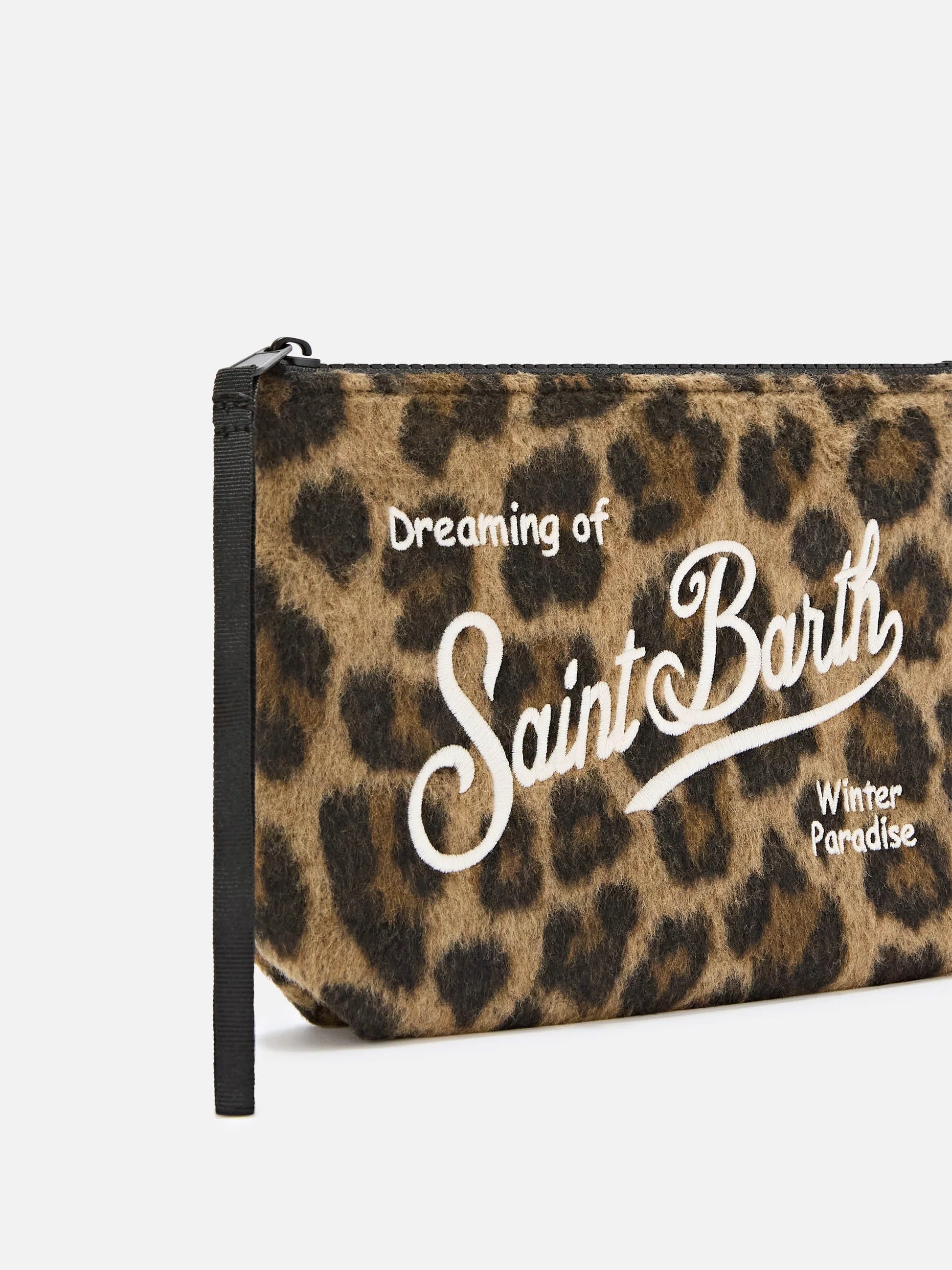 Pochette Aline in feltro con stampa leopardata e ricamo logo ALI0028 00328M MC2 SAINT BARTH 
