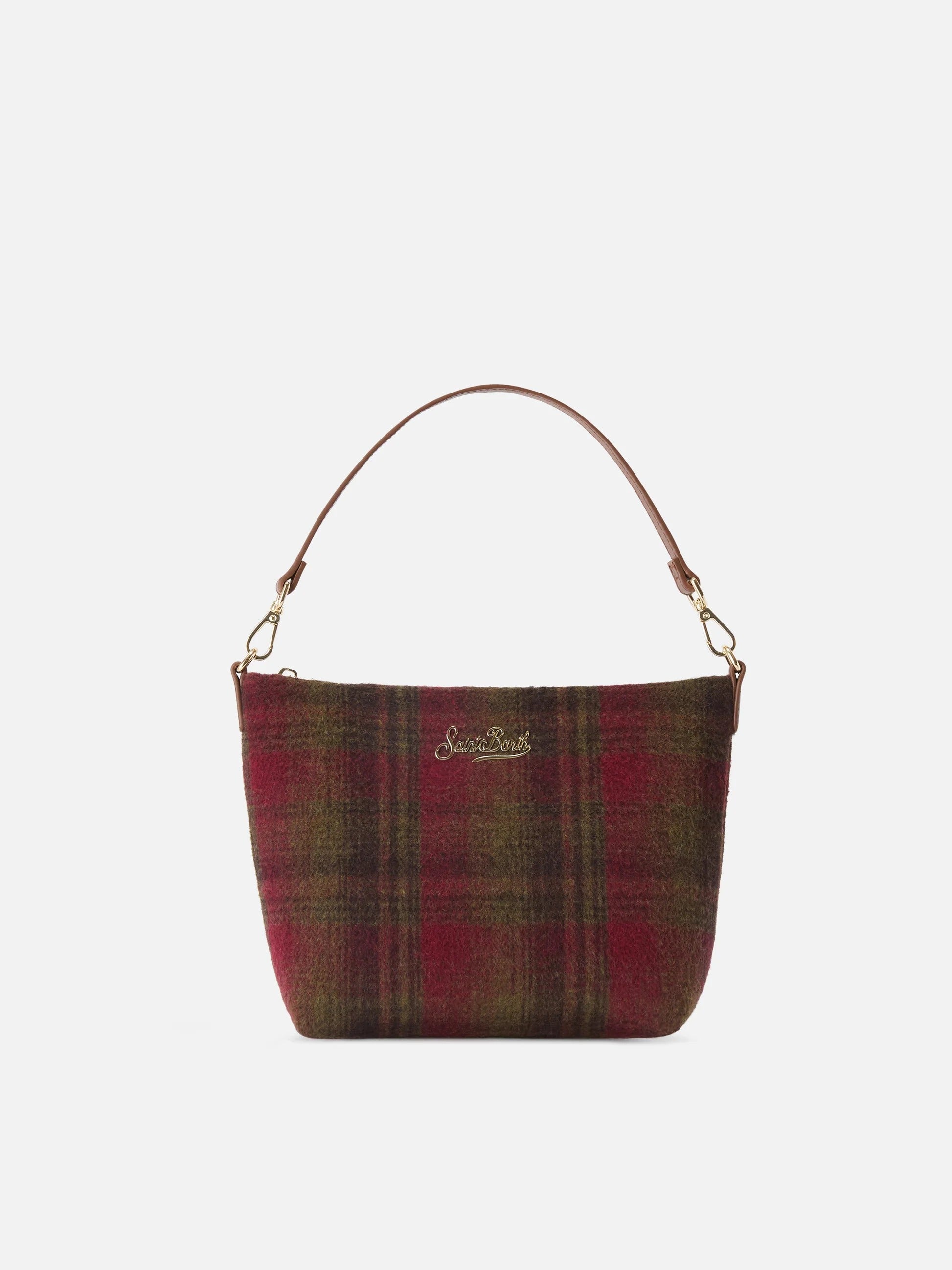 Borsa a spalla Aline con motivo tartan e manici in pelle ALI0034 00115M MC2 SAINT BARTH 