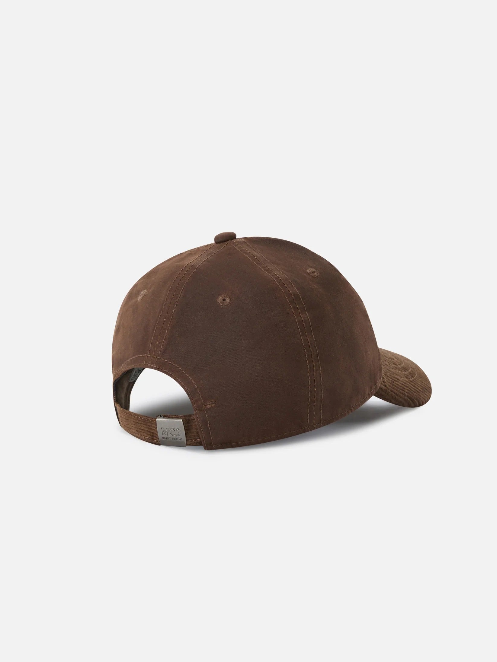 Cappello Baseball marrone in velluto a coste cerato con ricamo logo BASB0024 00128M MC2 SAINT BARTH 