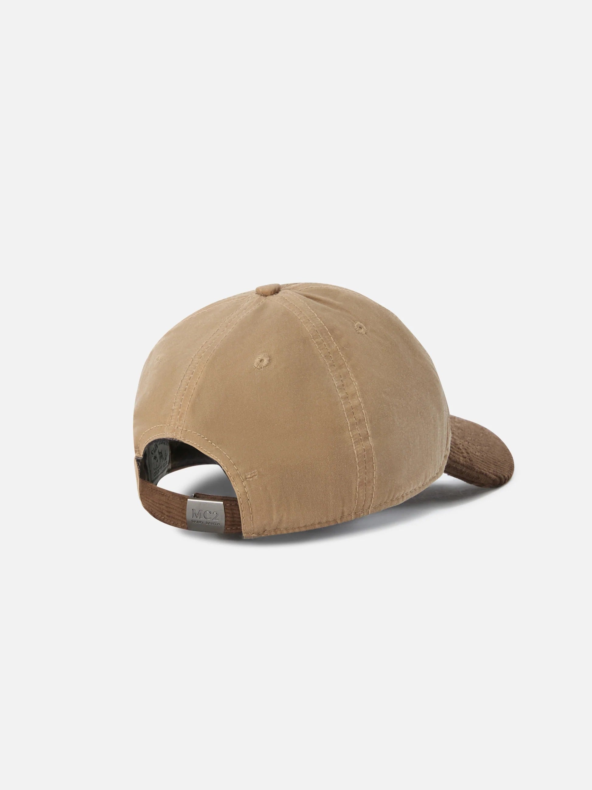 Cappello Baseball nocciola in velluto a coste cerato con ricamo logo BASB0024 00550M MC2 SAINT BARTH 