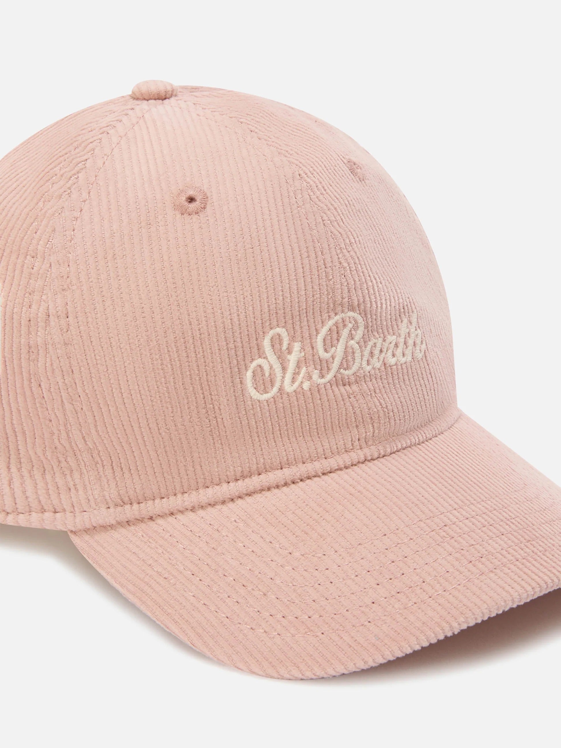 Cappello Baseball rosa in velluto a coste con ricamo logo BASB0025 00135M MC2 SAINT BARTH 