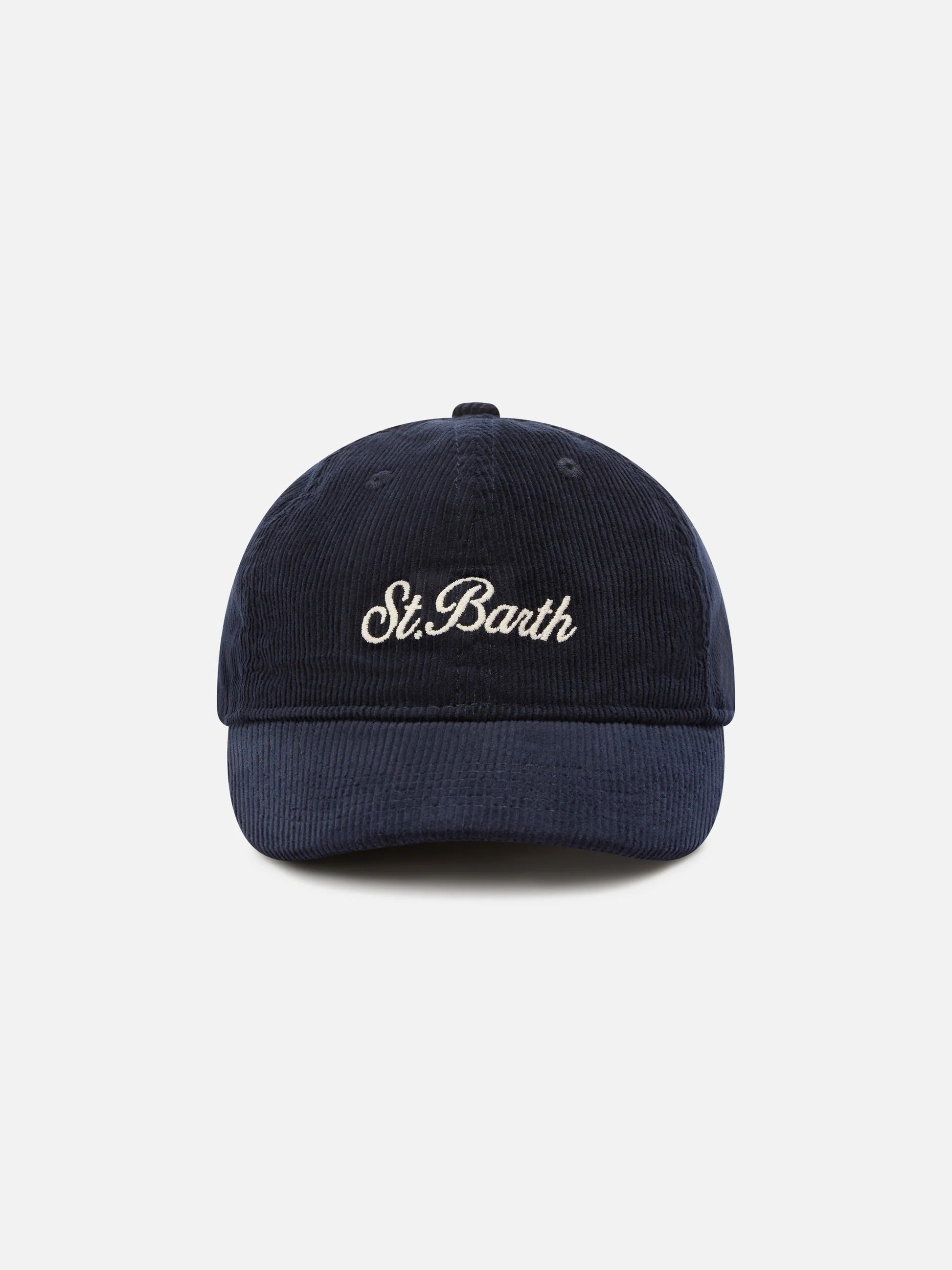 Cappello Baseball blu navy in velluto a coste con ricamo logo BASB0025 00191M MC2 SAINT BARTH 