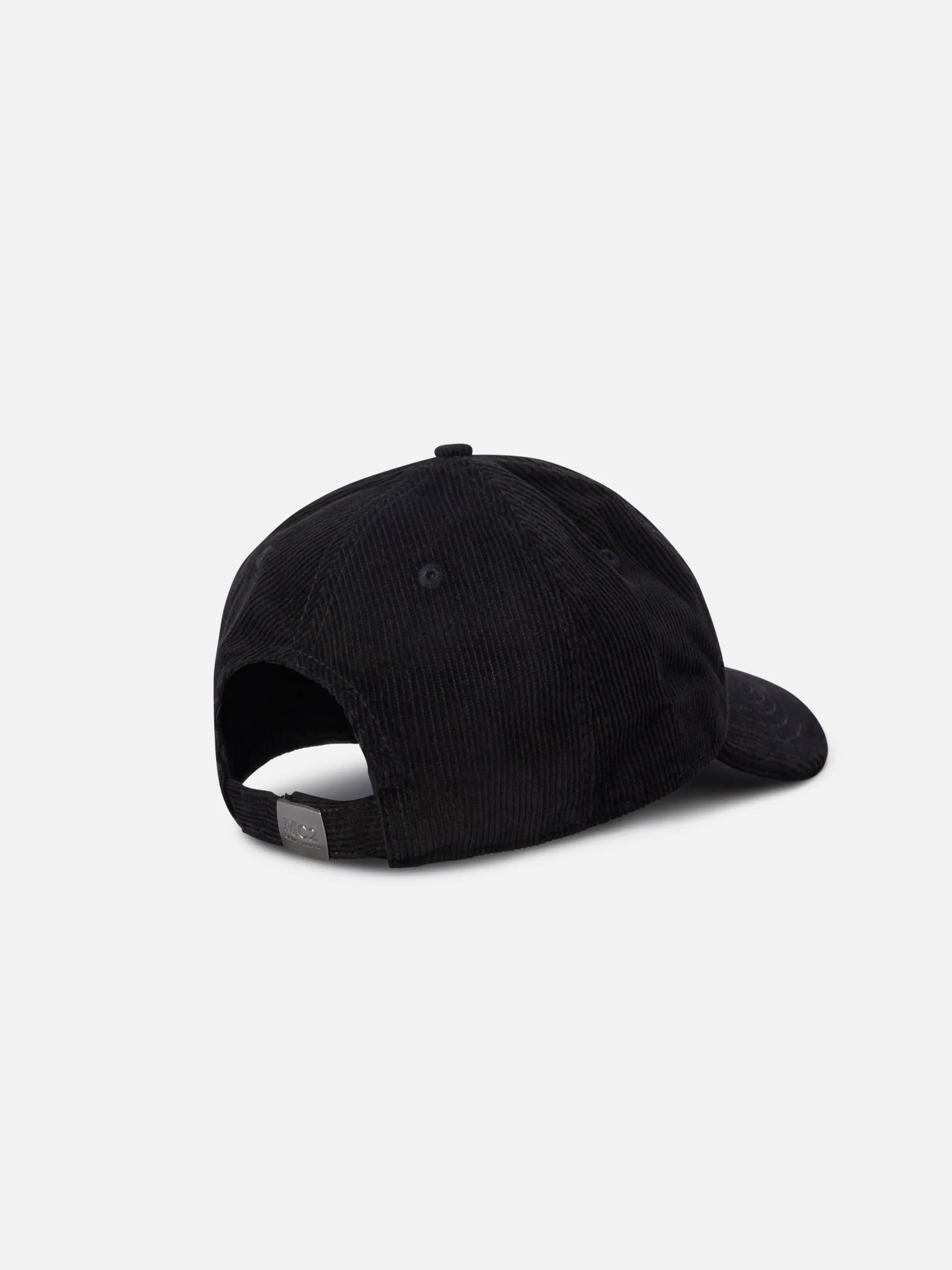 Cappello Baseball nero in velluto a coste con ricamo logo BASB0025 00315M MC2 SAINT BARTH 
