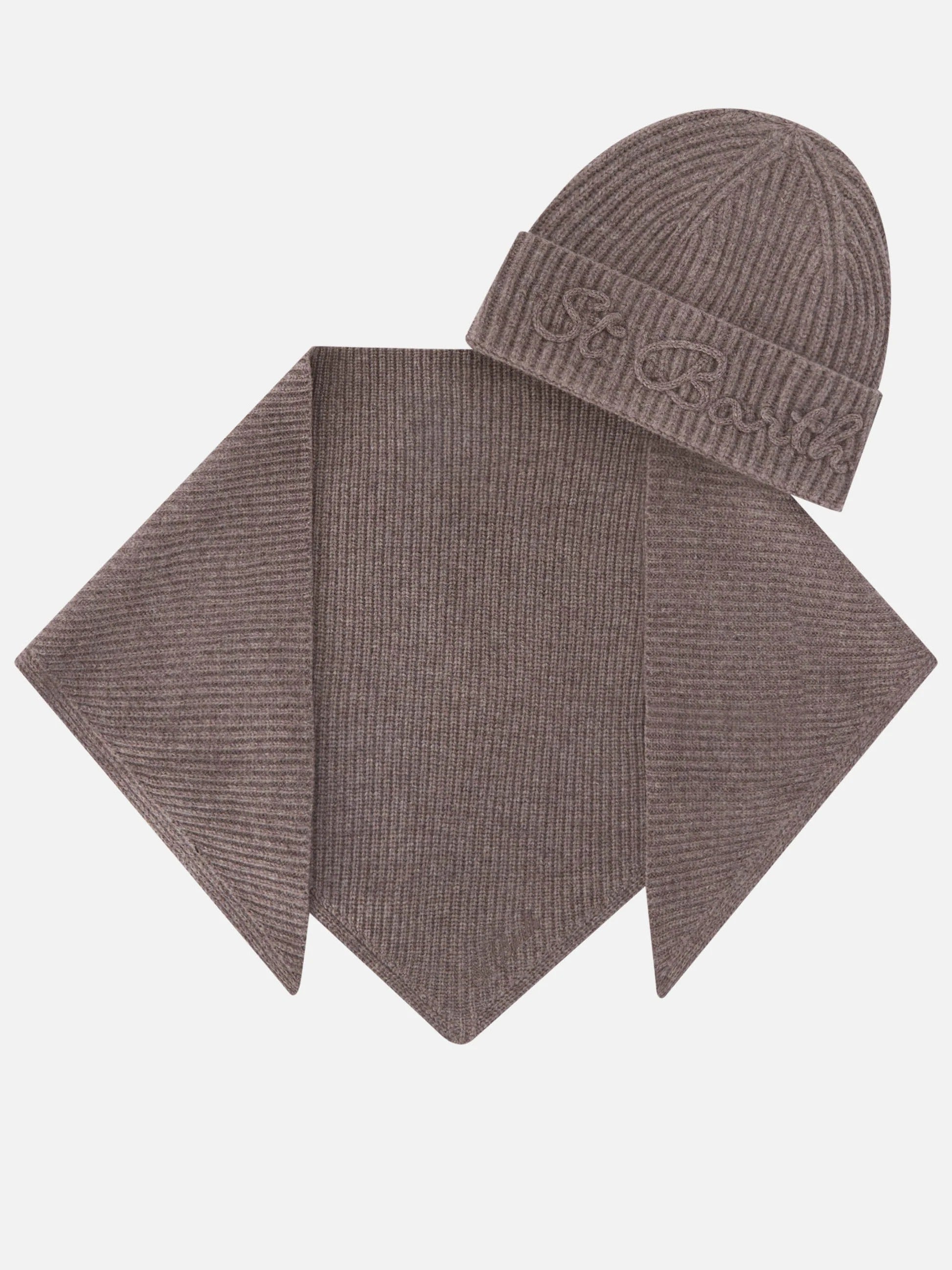 Set berretto e scaldacollo con cappuccio in lana nocciola BOX0041 00020M MC2 SAINT BARTH 