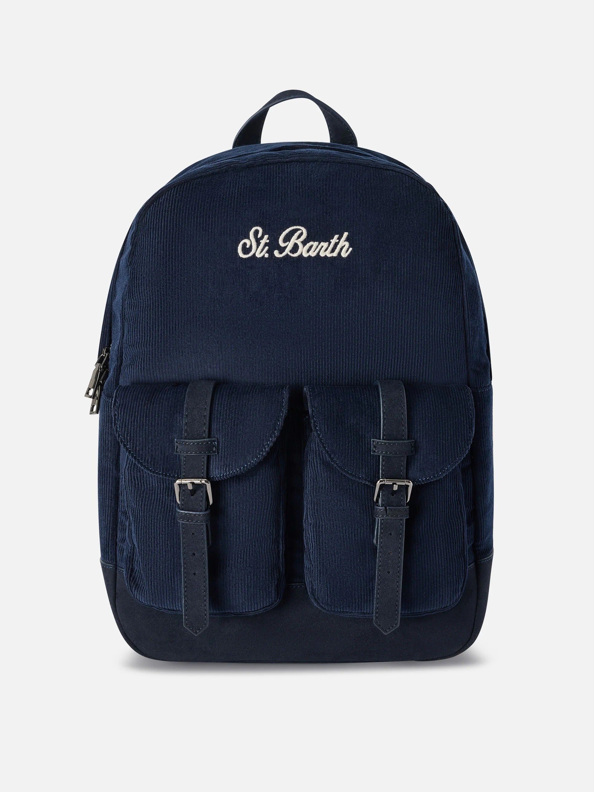 Zaino Cody blu navy in velluto a coste con ricamo logo COD0007 01329M MC2 SAINT BARTH 