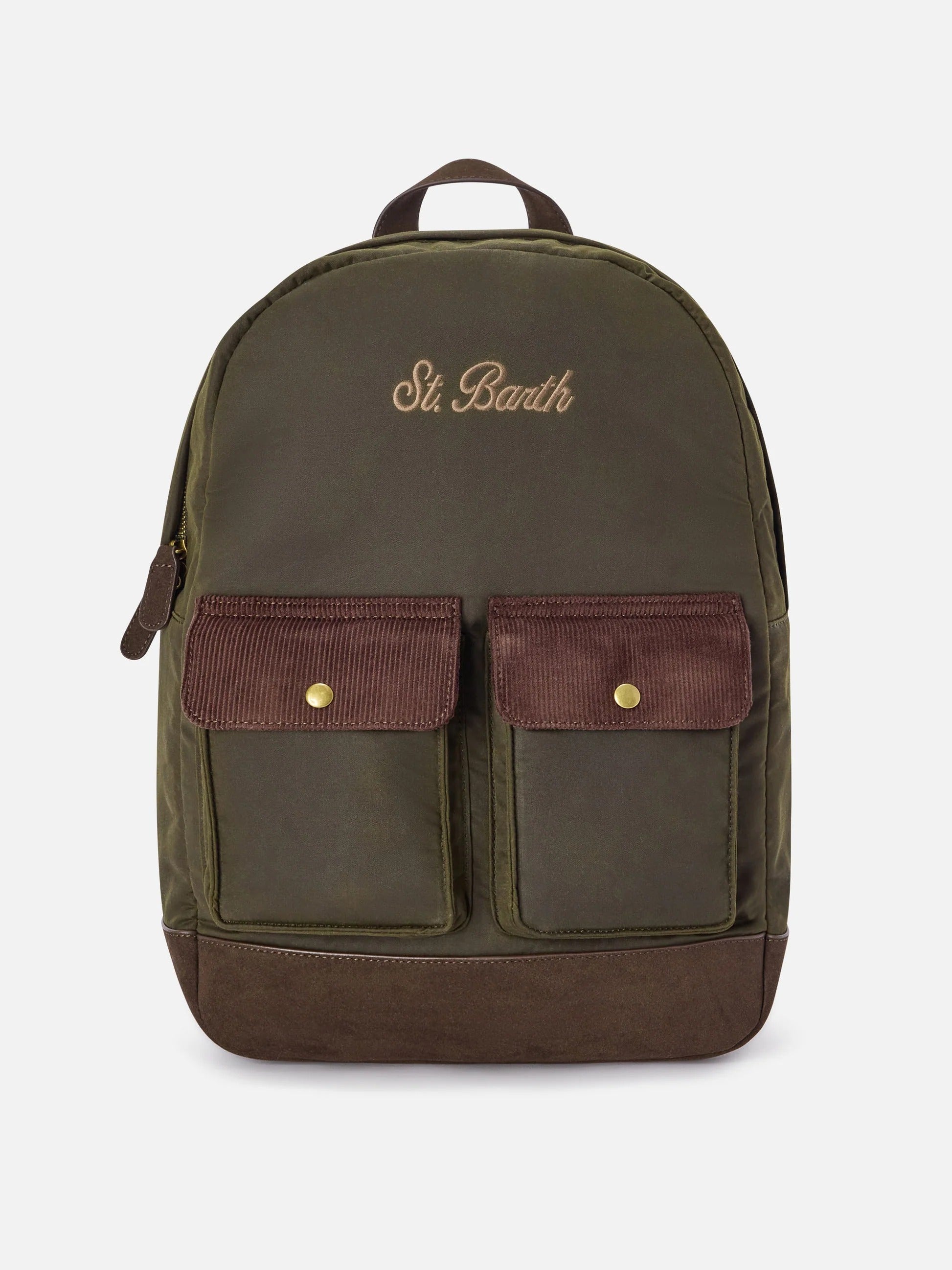 Zaino Cody verde militare in tessuto cerato con ricamo logo COD0012 00131M MC2 SAINT BARTH 