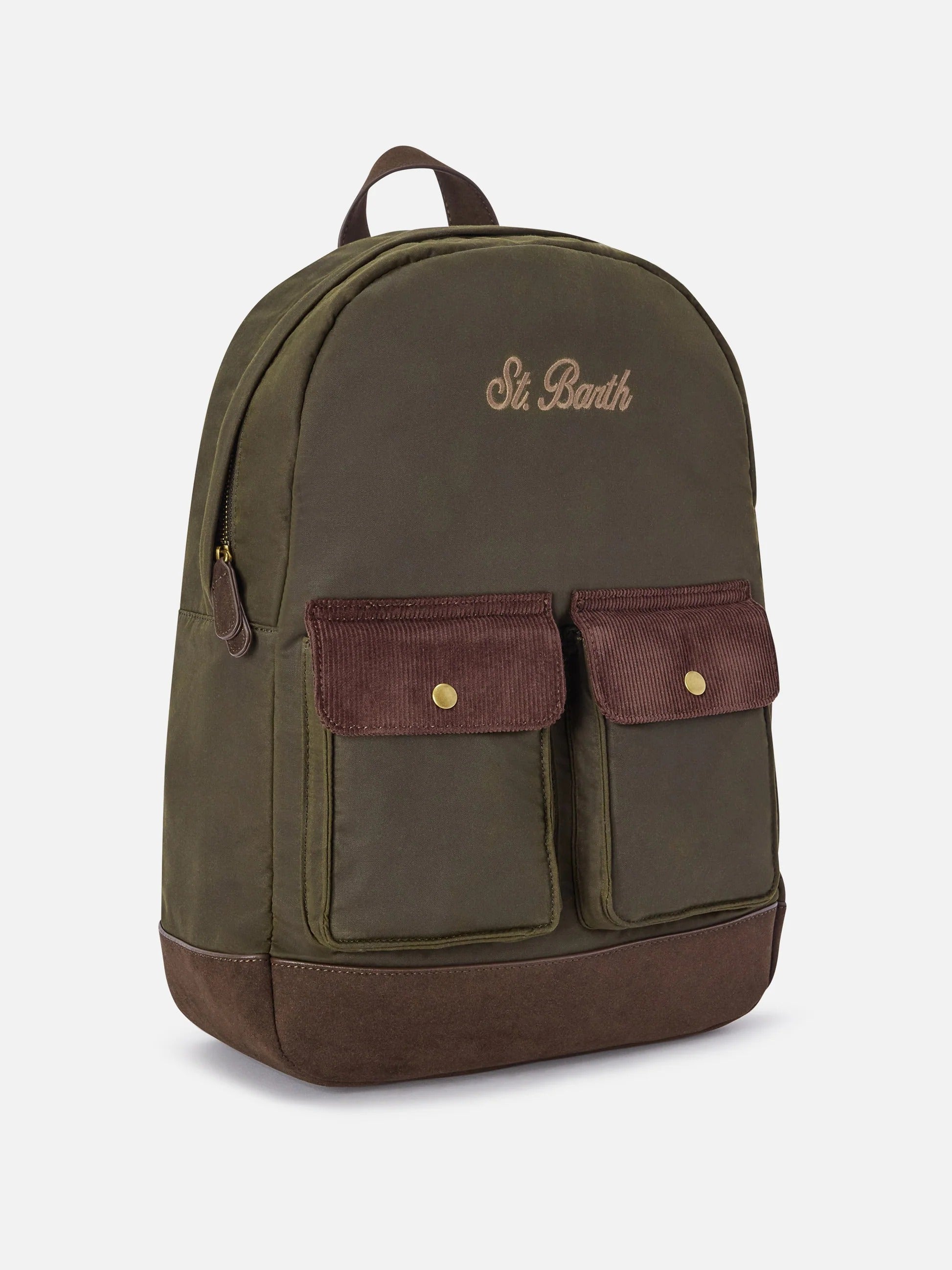Zaino Cody verde militare in tessuto cerato con ricamo logo COD0012 00131M MC2 SAINT BARTH 