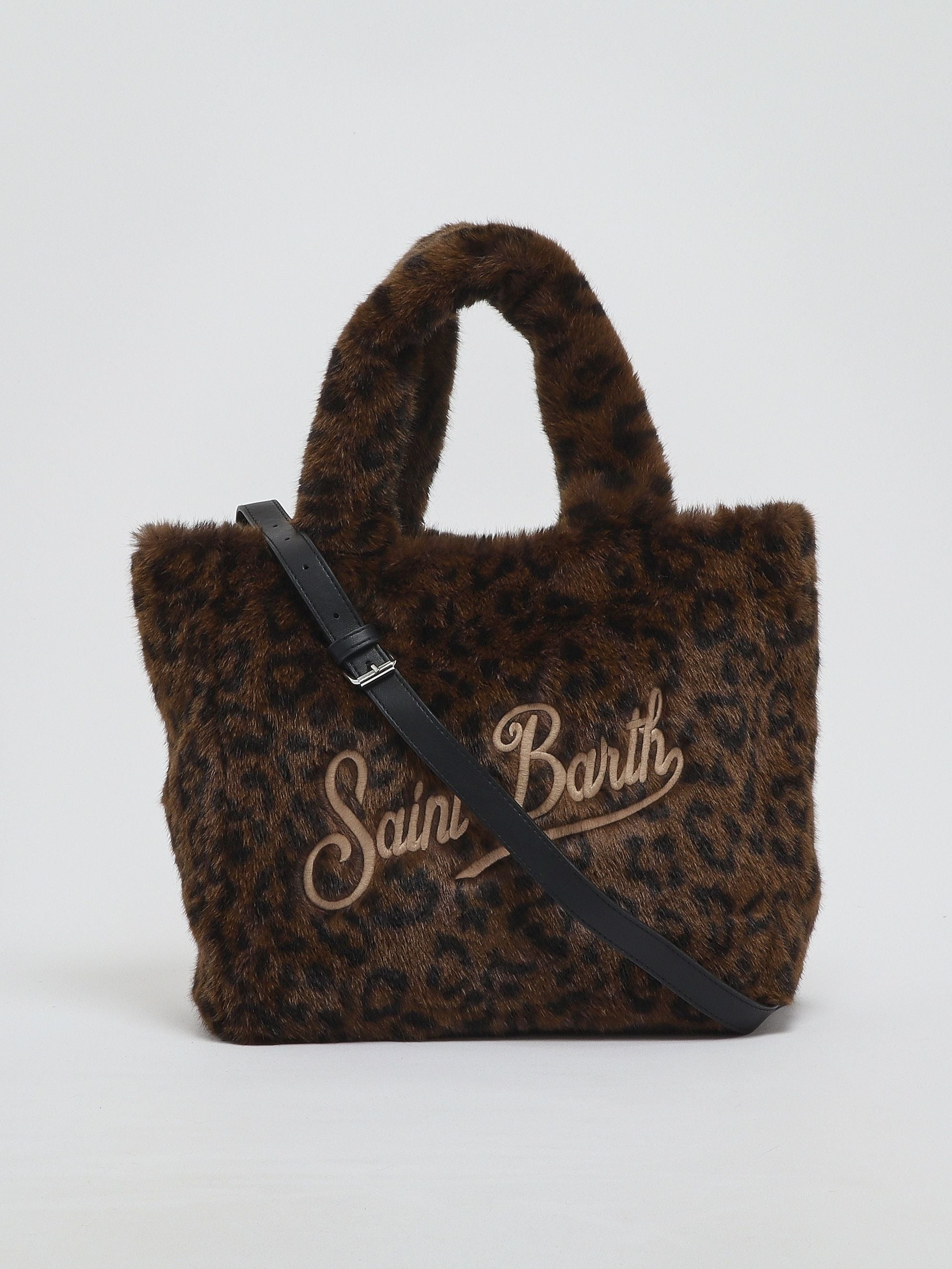 Borsa Colette dark leopard effetto pelliccia con ricamo logo COL0033 00212M MC2 SAINT BARTH 