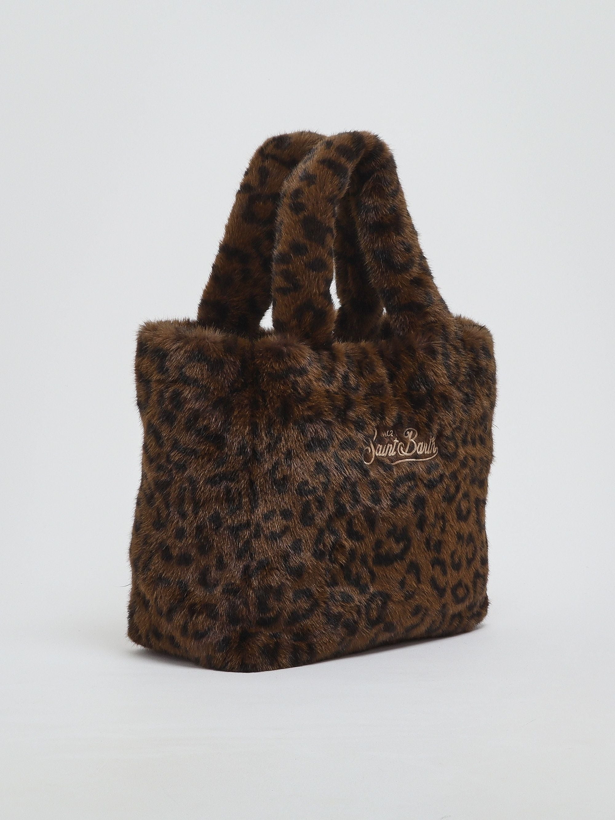 Borsa Colette dark leopard effetto pelliccia con ricamo logo COL0033 00212M MC2 SAINT BARTH 