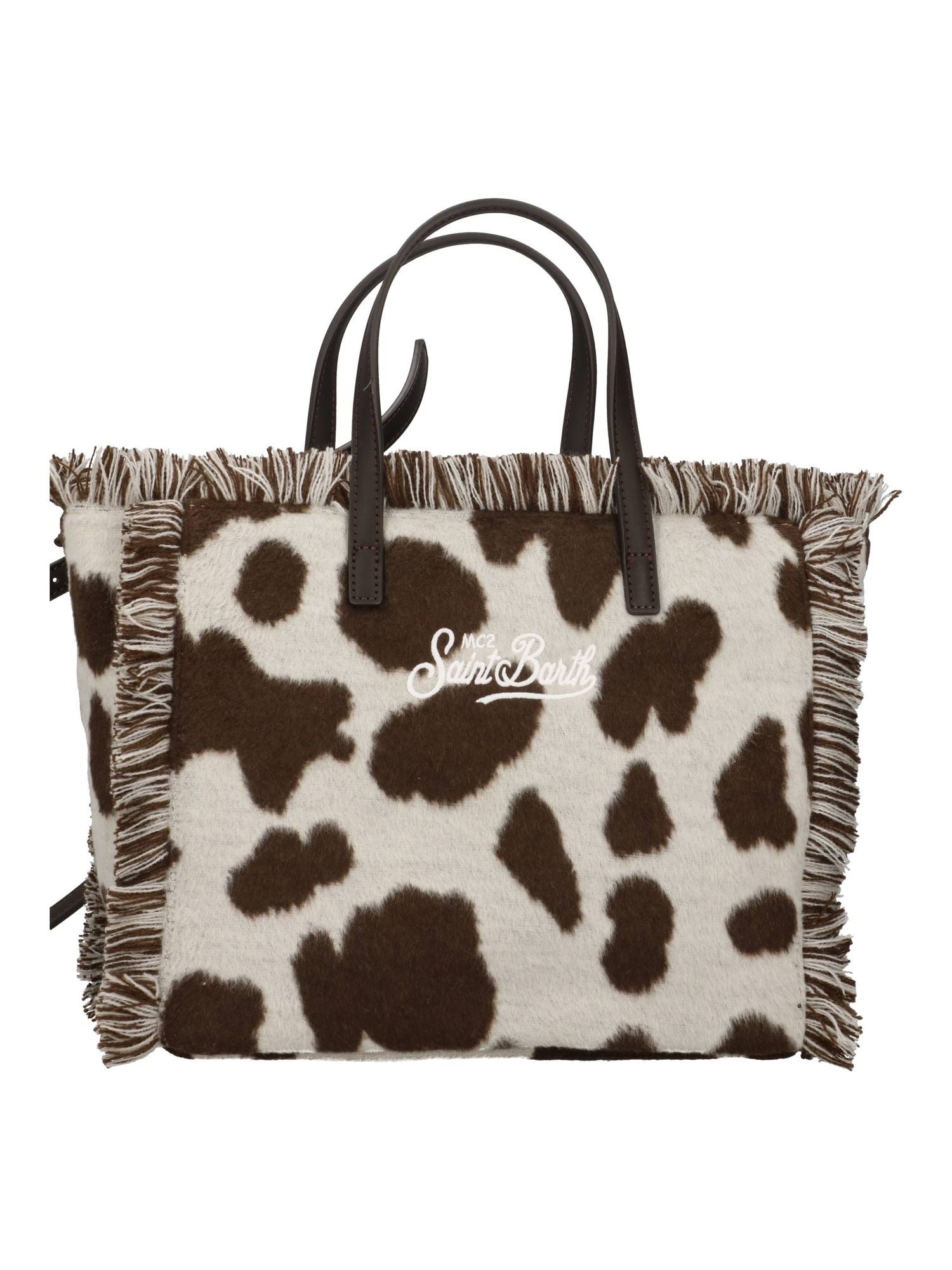 Borsa a mano Colette Felt con stampa mucca COL0046 00194M MC2 SAINT BARTH 