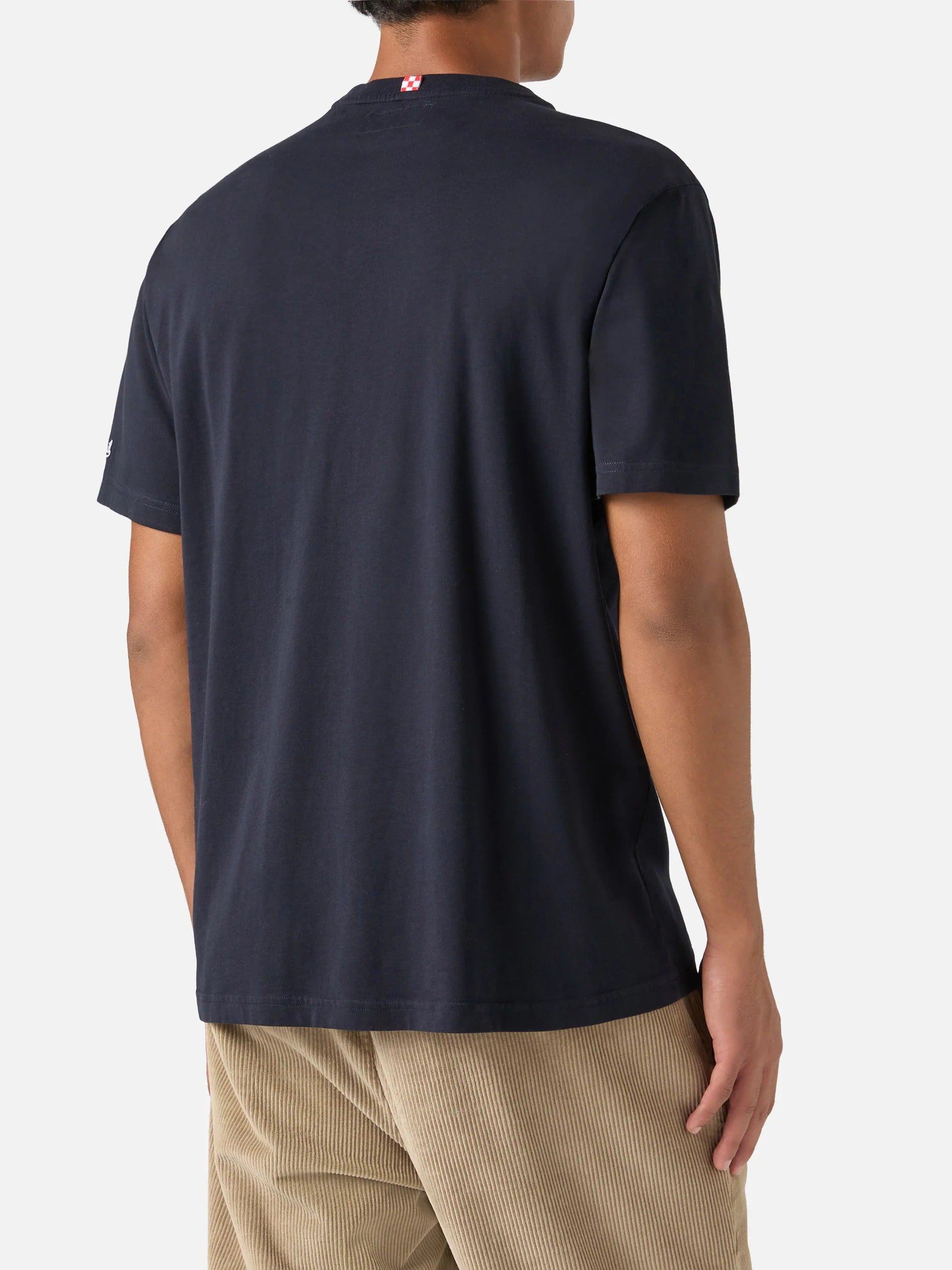 T-shirt Connor blu navy in cotone organico con stampa orologio e ricamo King Of The Night CONR0001 03274M MC2 SAINT BARTH 