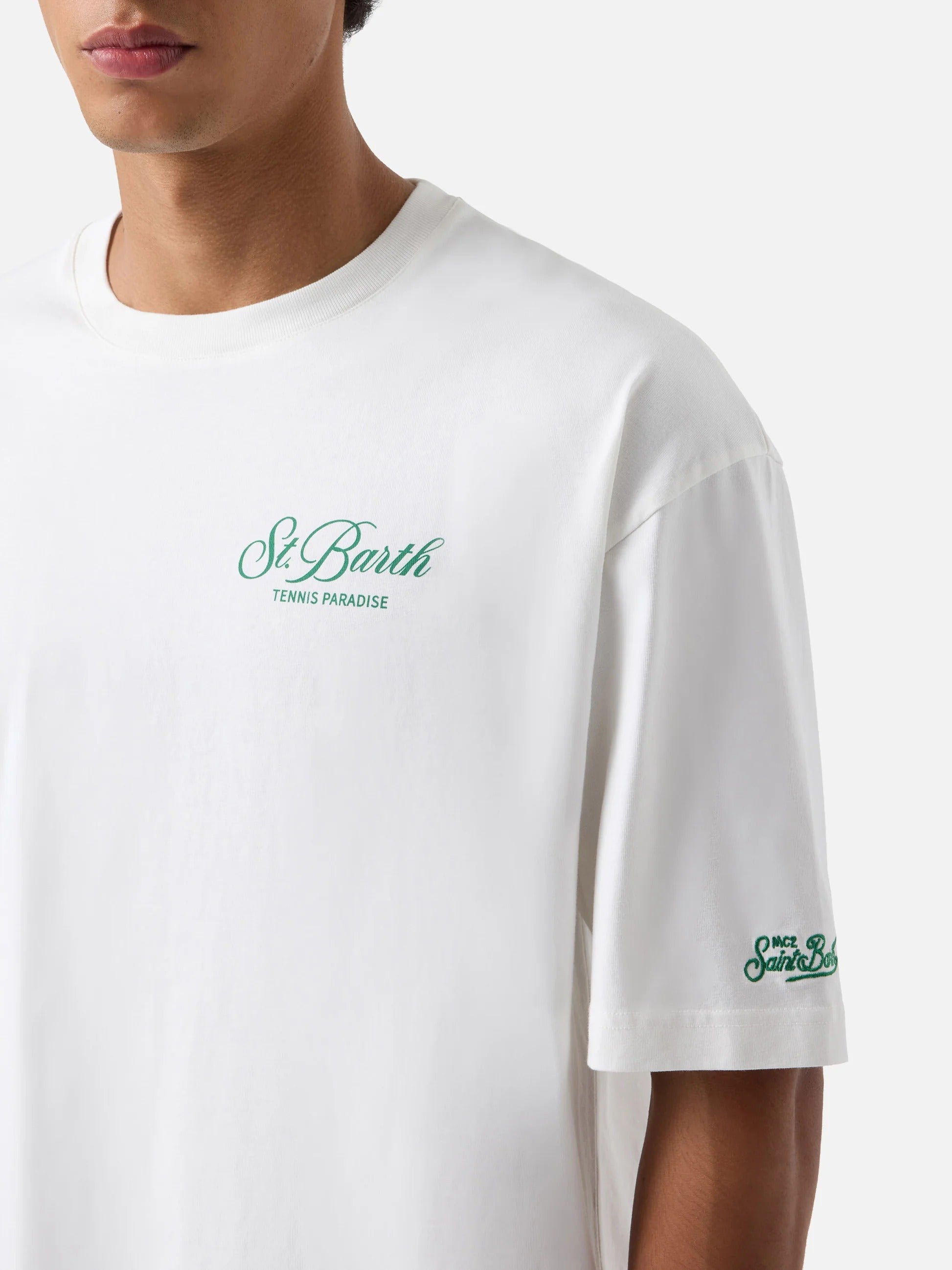 T-shirt Delmar oversize bianca in cotone con stampa Snoopy sul retro | Special edition DLR0001 01648M MC2 SAINT BARTH 