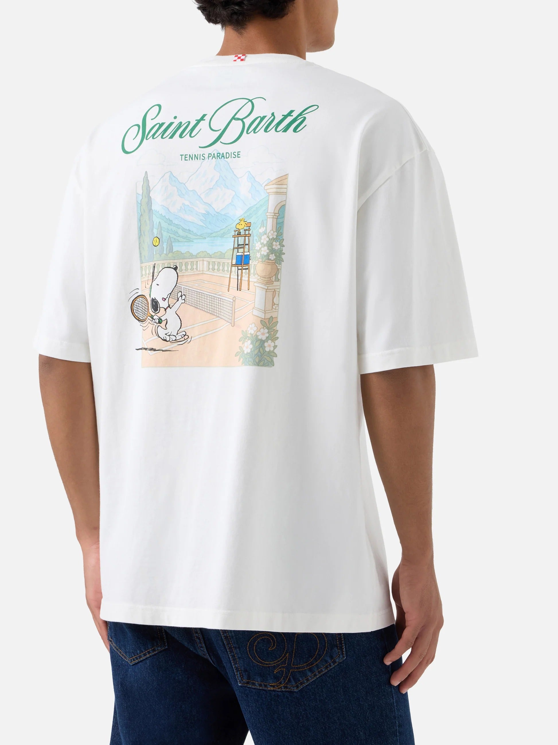 T-shirt Delmar oversize bianca in cotone con stampa Snoopy sul retro | Special edition DLR0001 01648M MC2 SAINT BARTH 