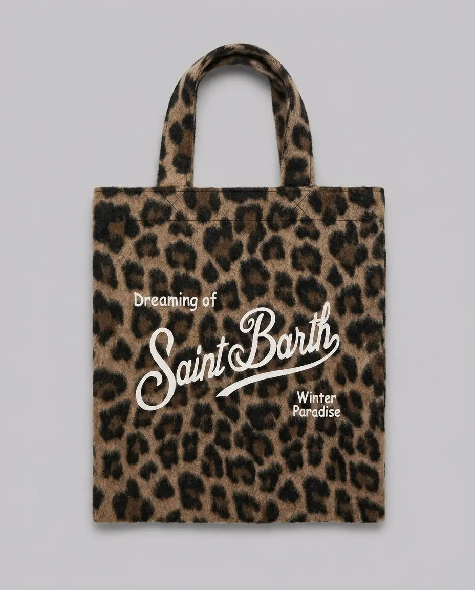 Borsa a Mano MC2 Saint Barth Essential Mini Leopardata in Feltro ESSM003 00328M MC2 SAINT BARTH 