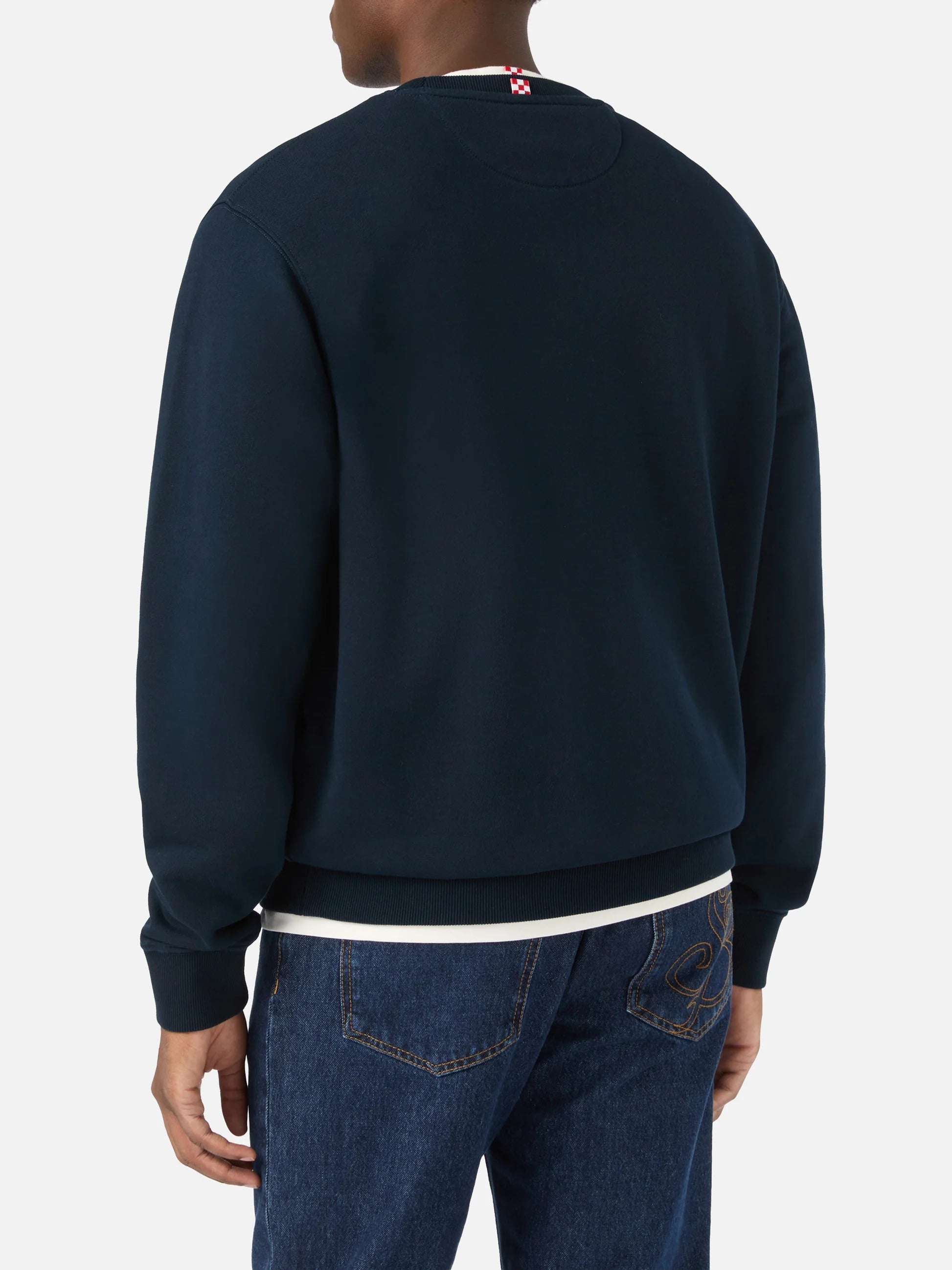 Felpa Fourseason blu navy in cotone con ricamo logo FSN0001 00753M MC2 SAINT BARTH 