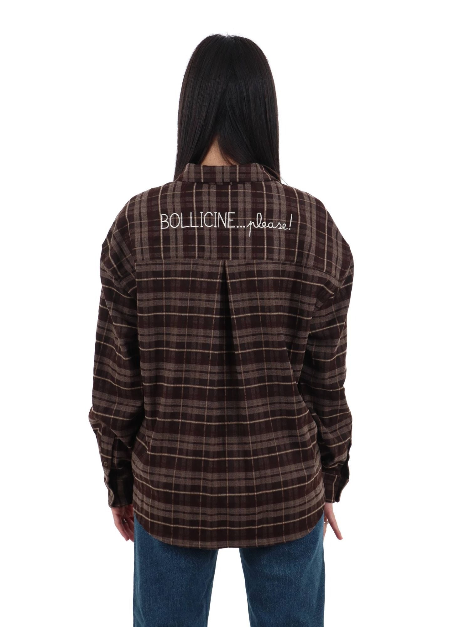 Camicia Gigy marrone in flanella di cotone con motivo Tartan bollicine 18 emb GIG0001 00209M MC2 SAINT BARTH 