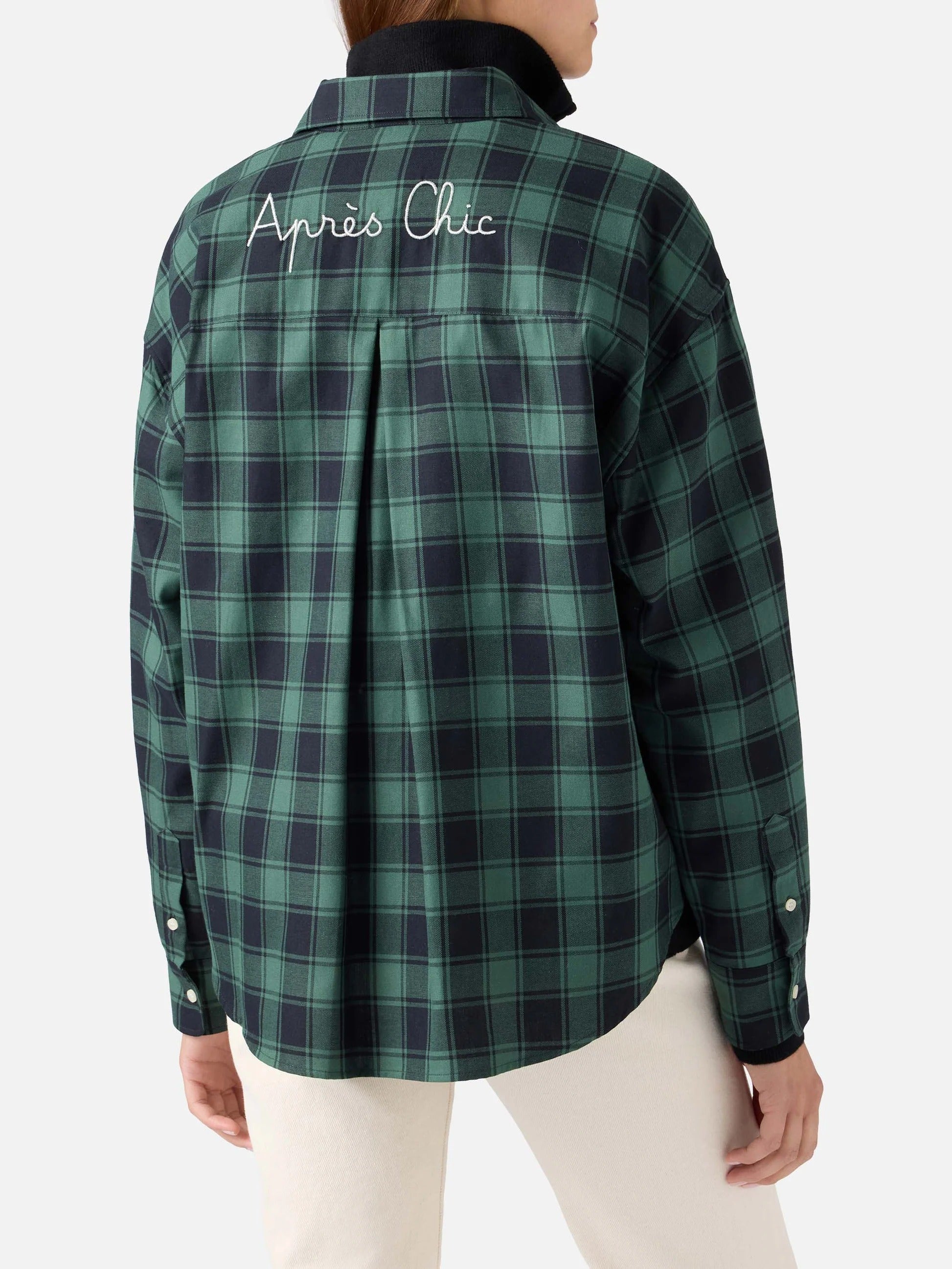 Camicia Gigy verde in flanella di cotone con motivo buffalo check e ricamo Après Chic GIG0001 00228M MC2 SAINT BARTH 