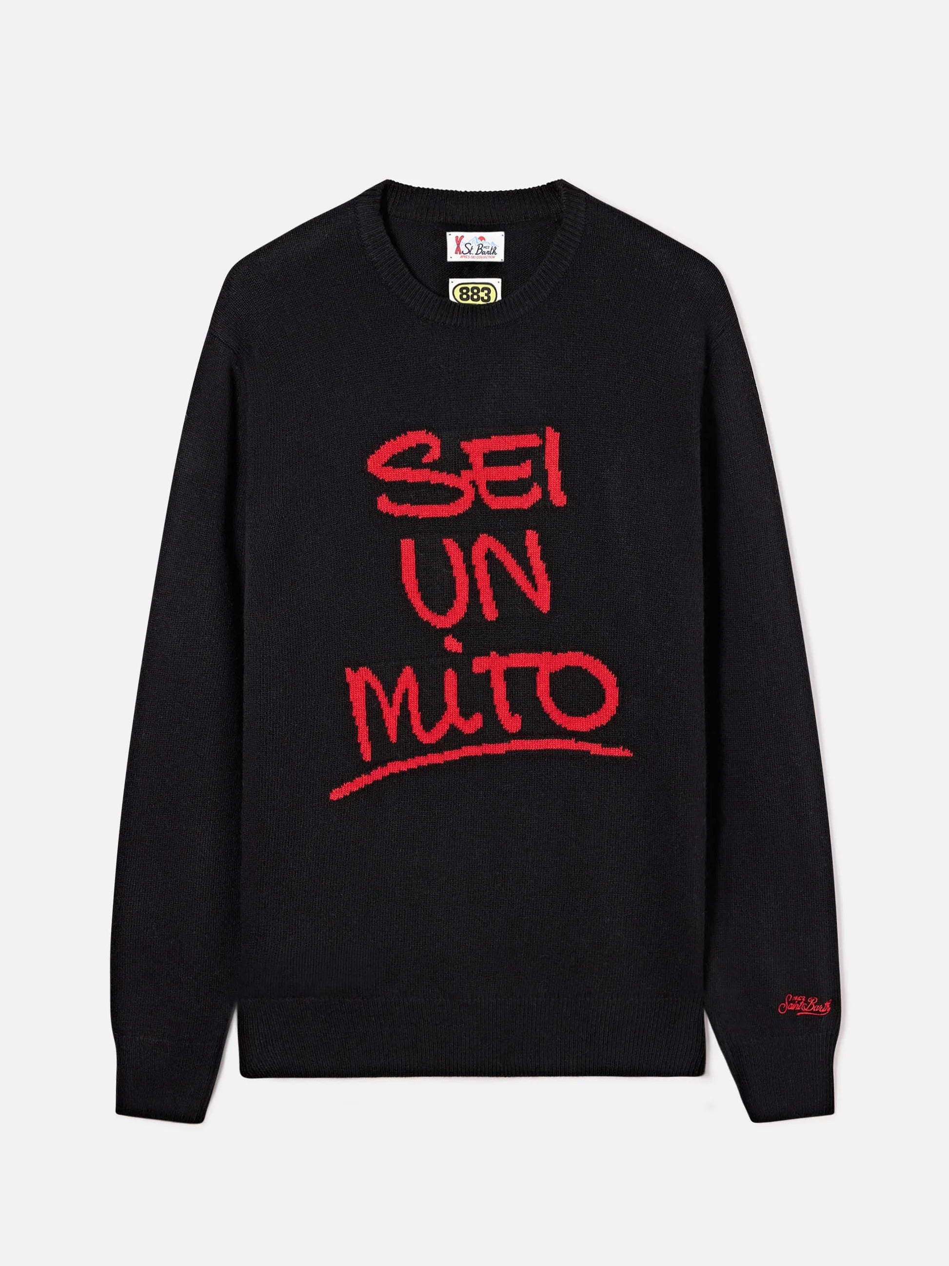 Maglia girocollo Heron nera con intarsio Sei Un Mito | Special edition HER0001 02774M MC2 SAINT BARTH 