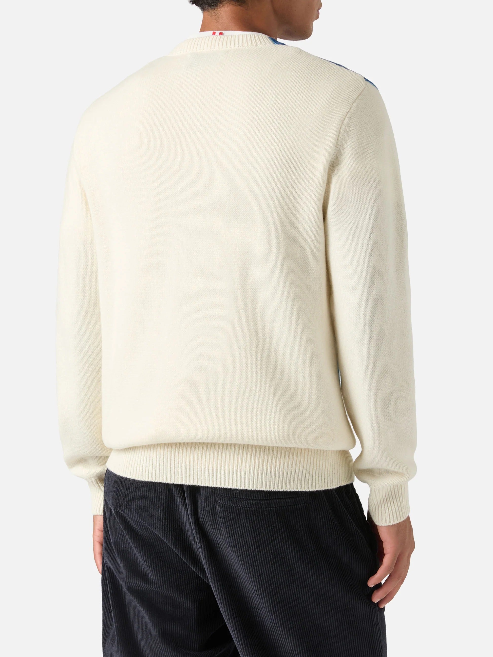 Maglia girocollo Heron grigia in misto lana e cashmere con intarsio e ricamo jet privato | Special edition HER0022 00634M MC2 SAINT BARTH 