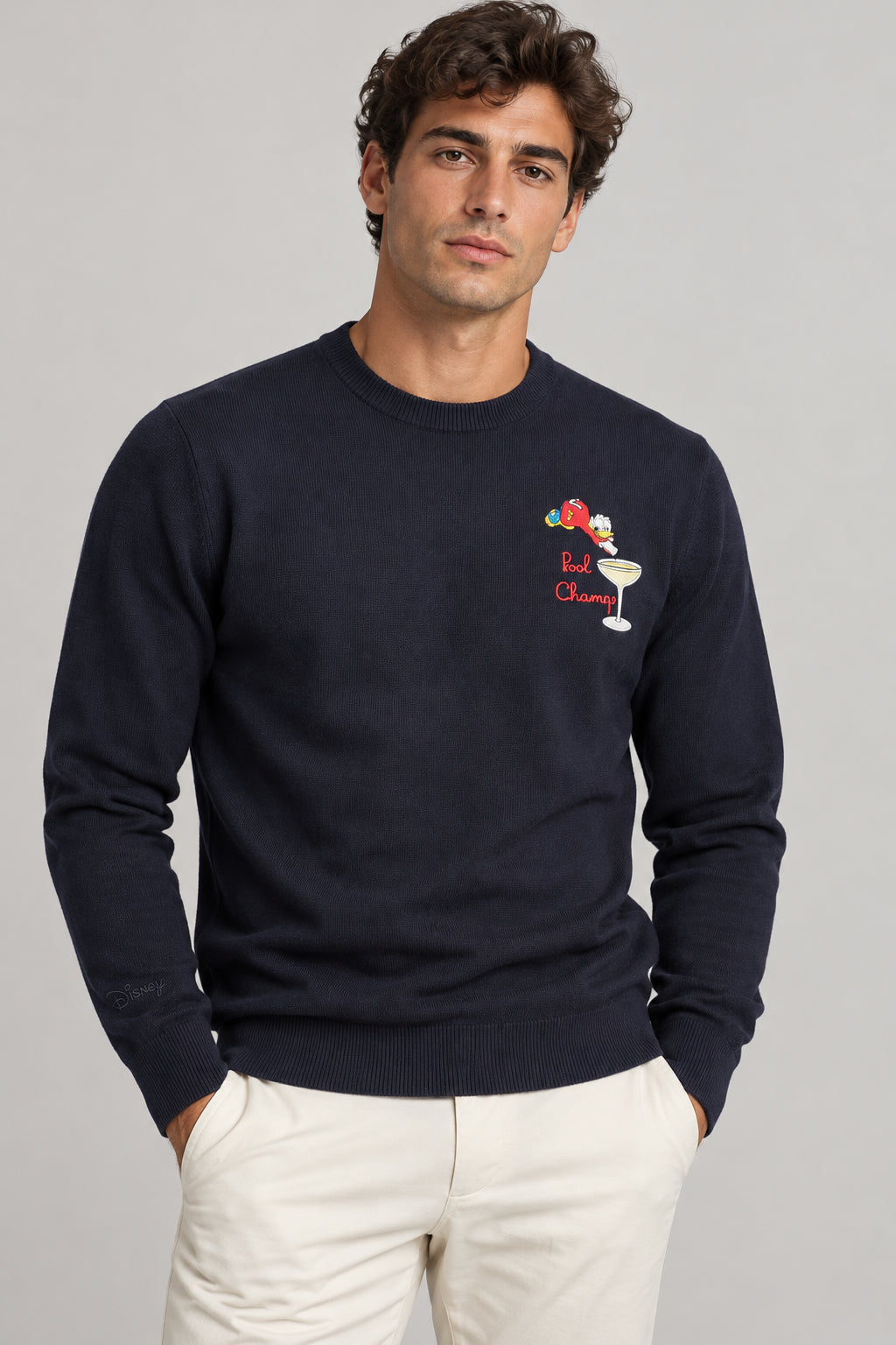 Maglione girocollo blu Heron Light con ricamo a cuore di Scrooge | Edizione speciale HER0024 03377M MC2 SAINT BARTH 