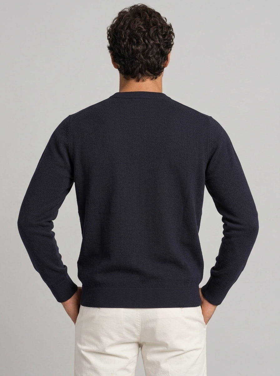 Maglione girocollo blu Heron Light con ricamo a cuore di Scrooge | Edizione speciale HER0024 03377M MC2 SAINT BARTH 