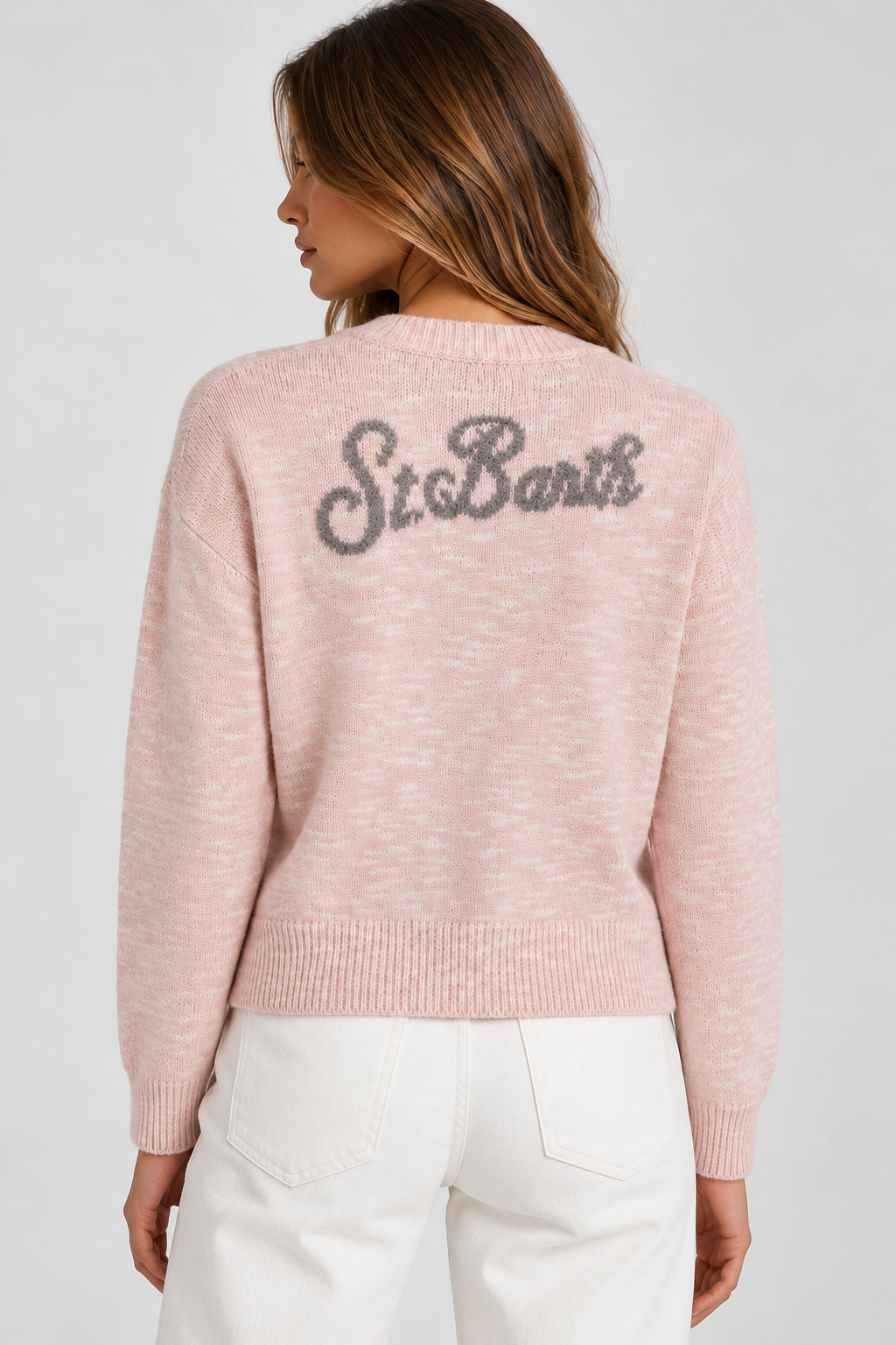 Cardigan janou mouline pink 21 JANU001 00006M MC2 SAINT BARTH 