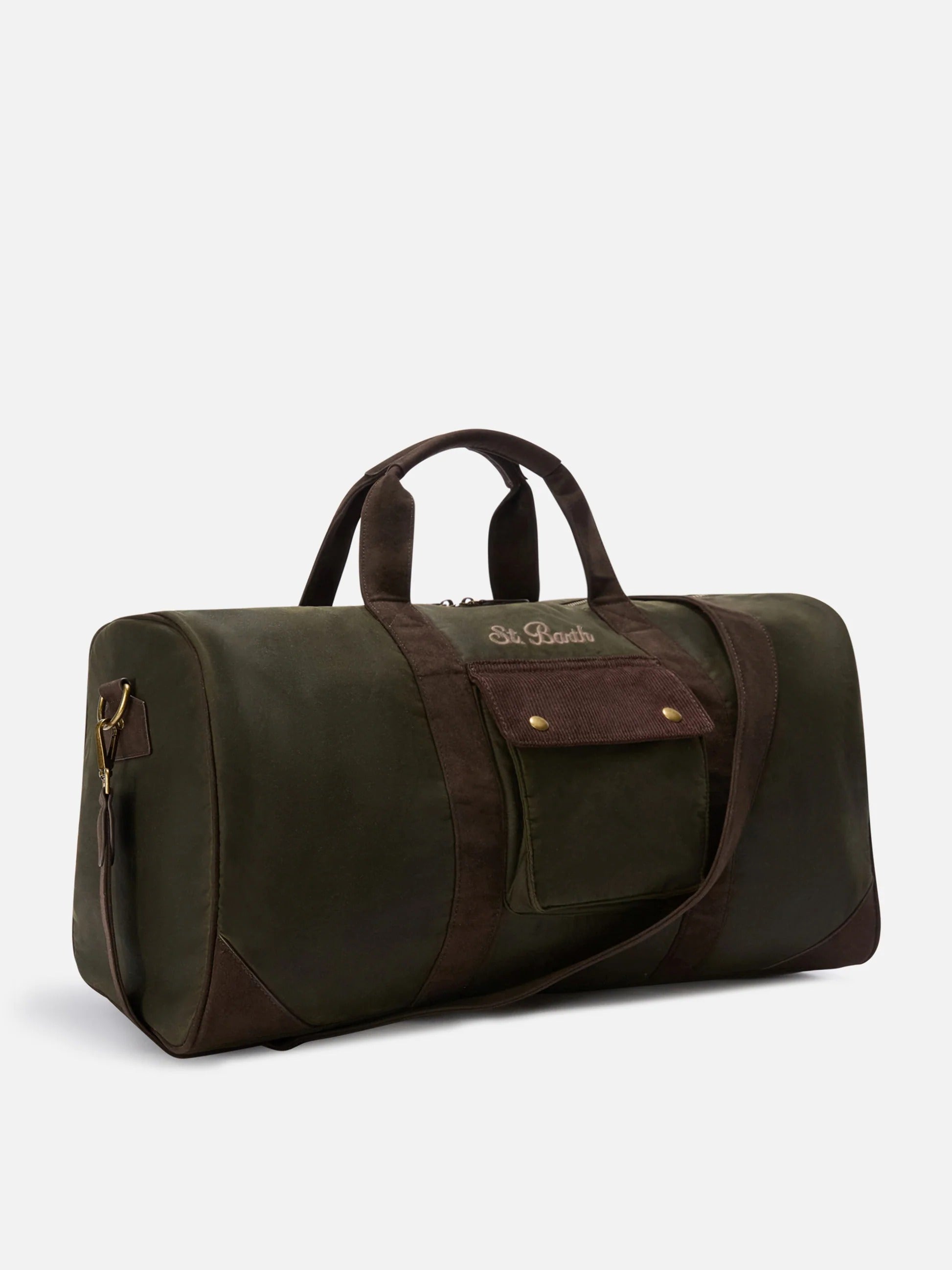 Borsone Jetleg verde militare in tessuto cerato con ricamo logo JTEL0013 00131M MC2 SAINT BARTH 