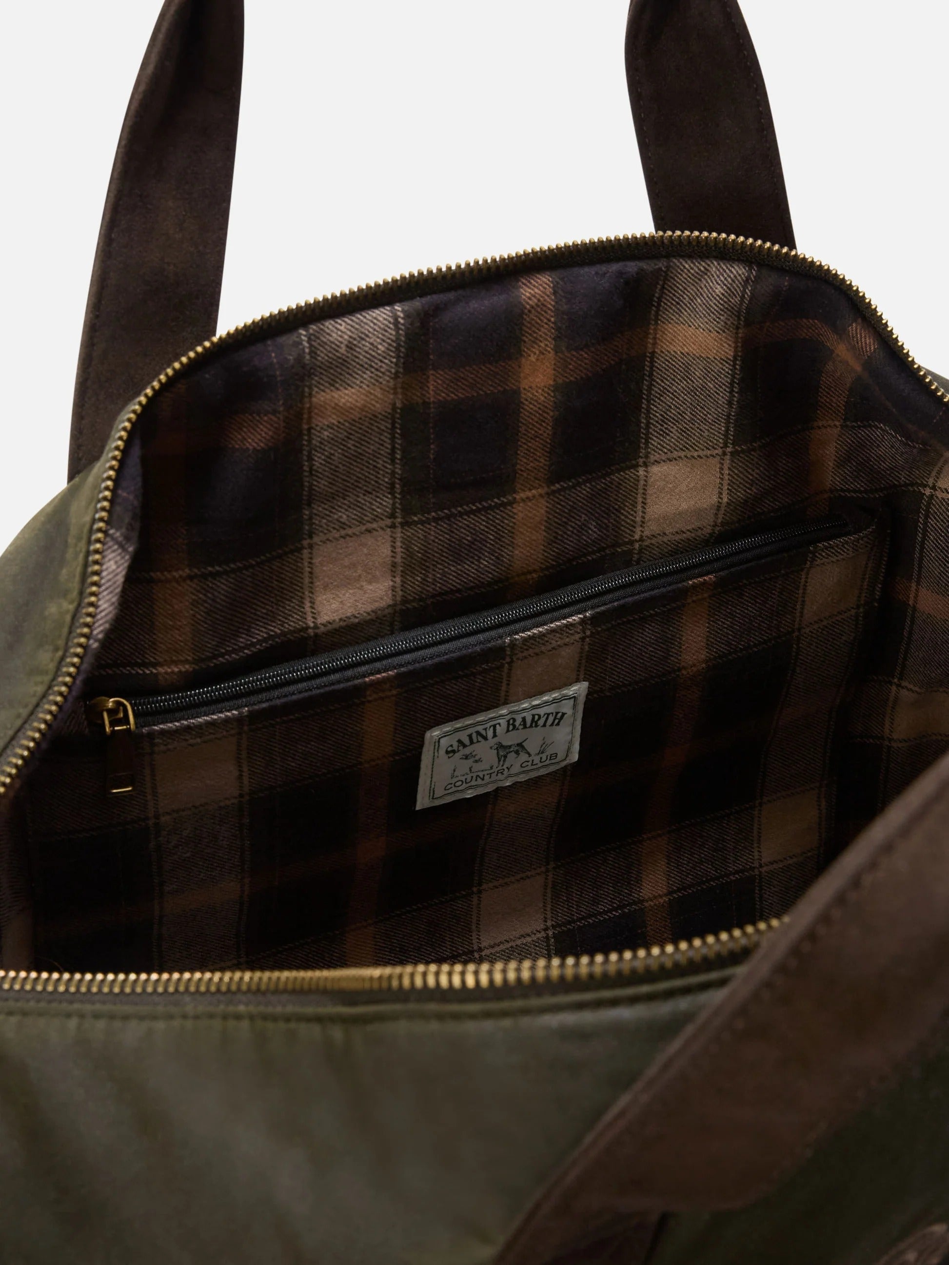 Borsone Jetleg verde militare in tessuto cerato con ricamo logo JTEL0013 00131M MC2 SAINT BARTH 