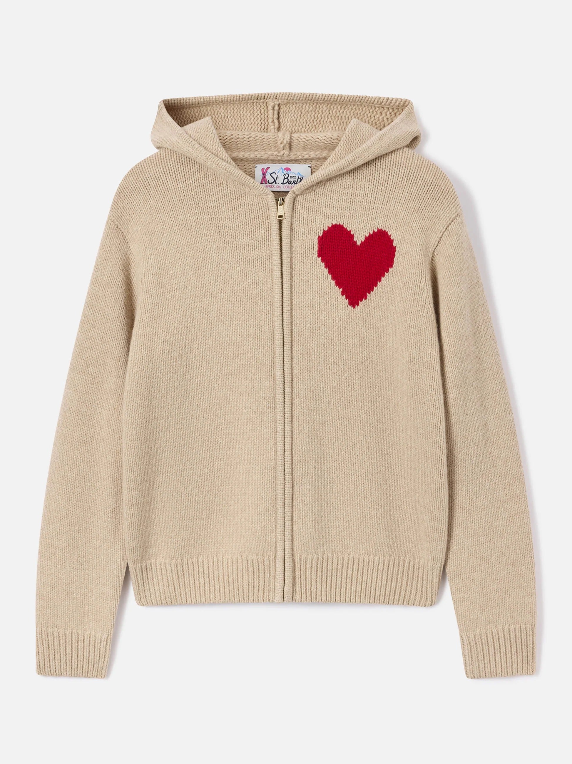 Felpa con cappuccio Kyla beige in maglia di lana con intarsio St. Barth KYLA005 00251M MC2 SAINT BARTH 