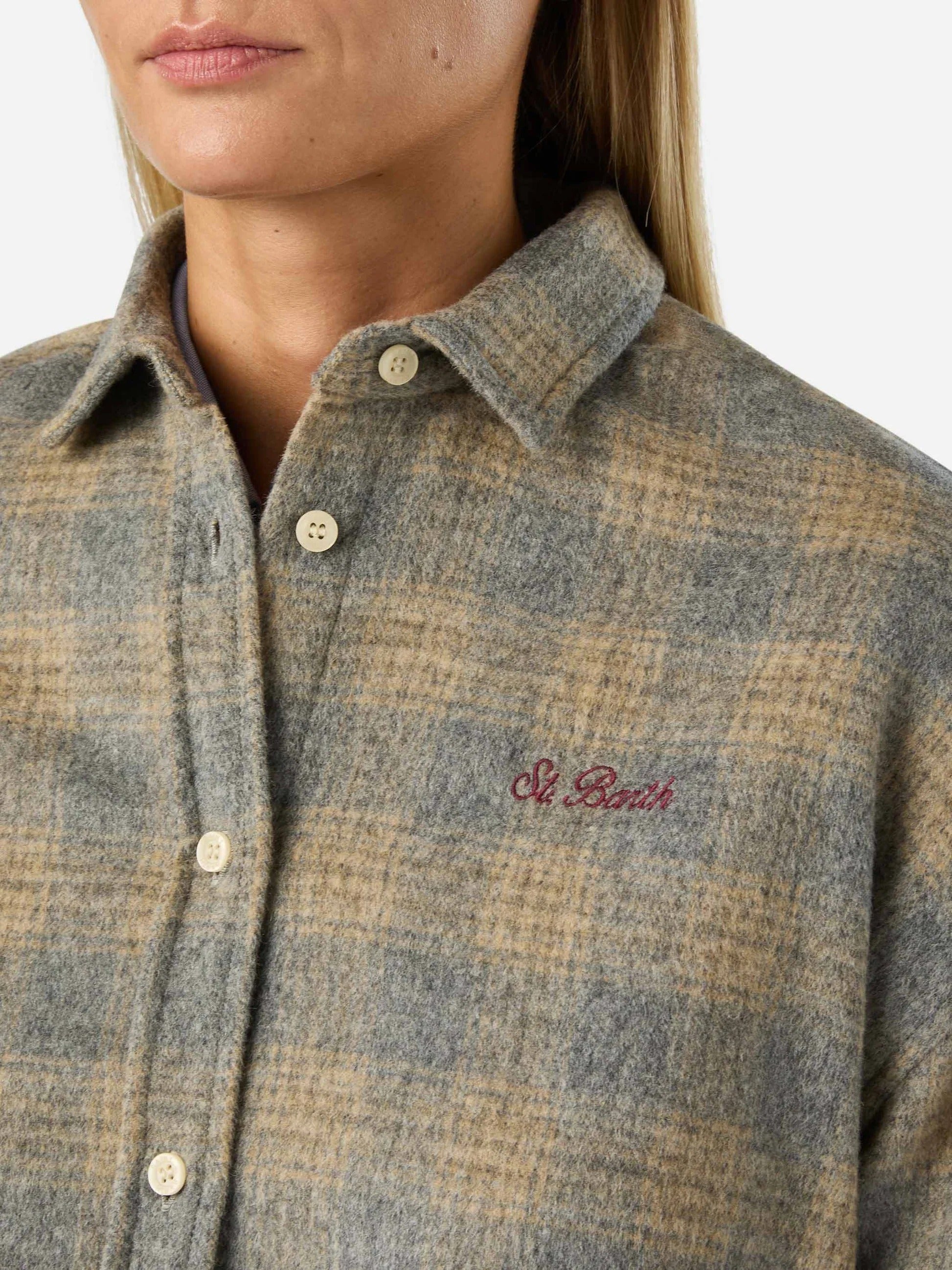 Camicia Lully in flanella di misto lana con ricamo Snoopy | Special edition LLU0001 00205M MC2 SAINT BARTH 