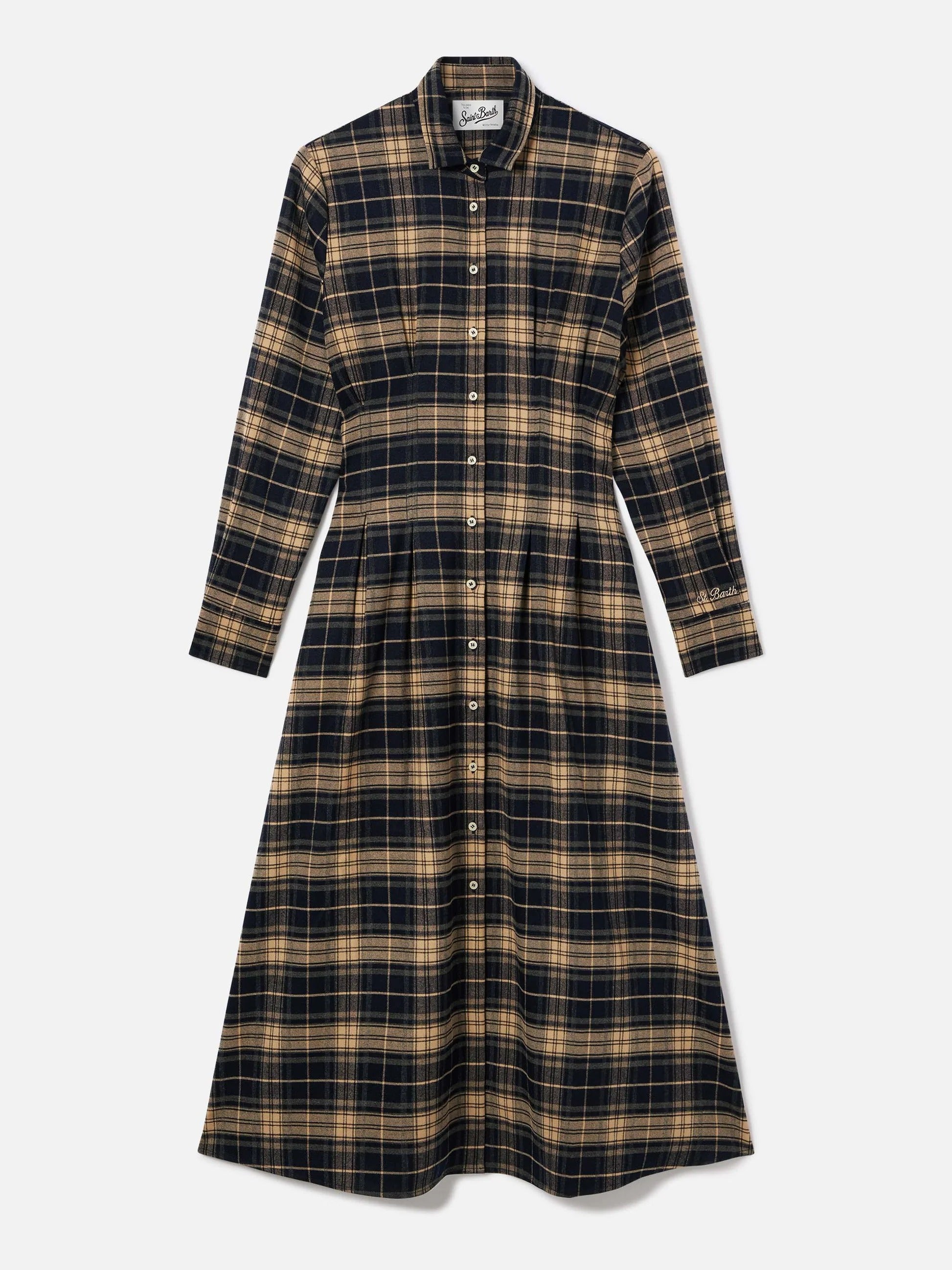 Chemisier lungo Alys in flanella con motivo tartan LSY0001 04103M MC2 SAINT BARTH 