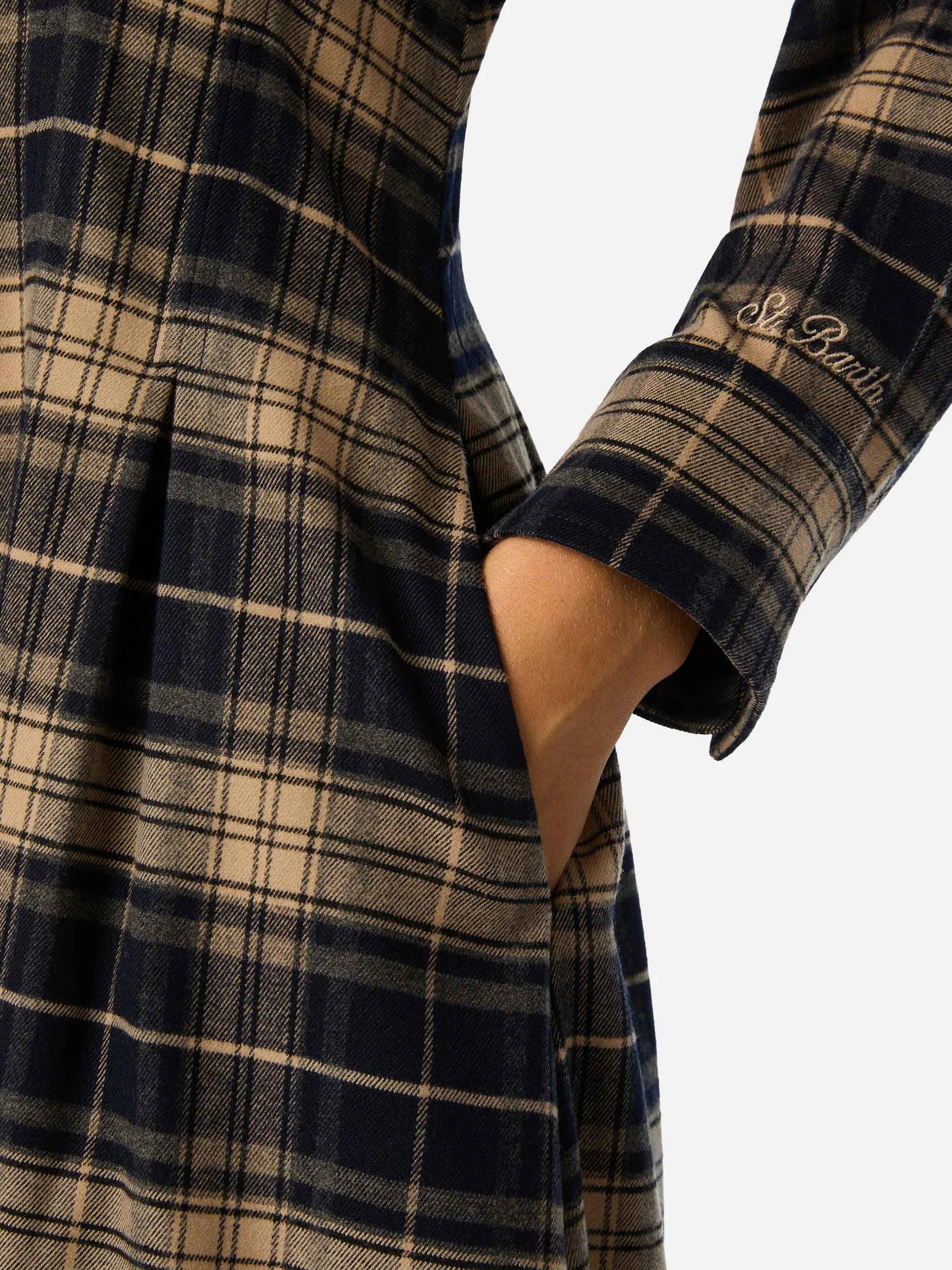 Chemisier lungo Alys in flanella con motivo tartan LSY0001 04103M MC2 SAINT BARTH 