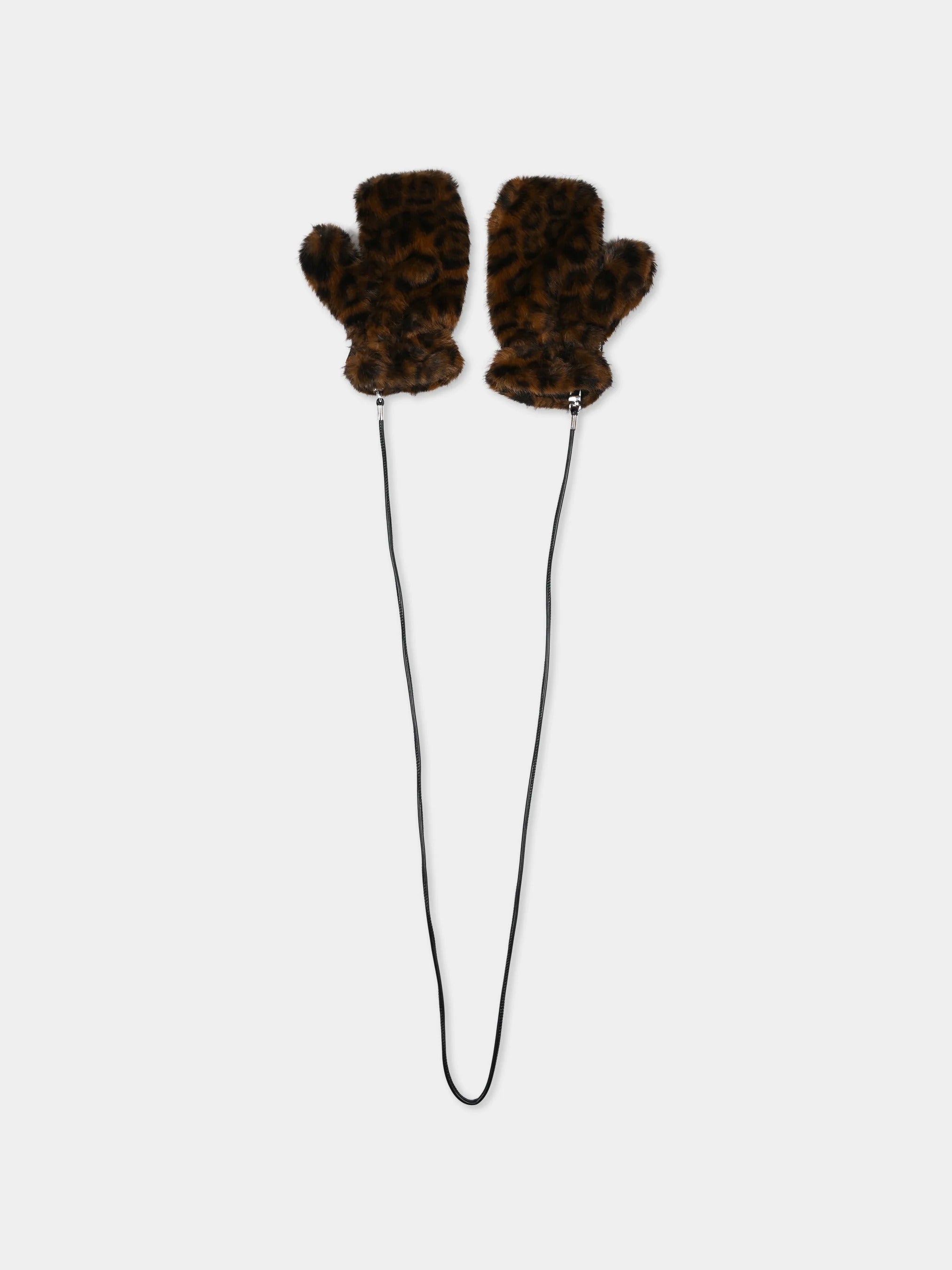 Guanti Muffy Fur con stampa leopardata MUFY002 00019M MC2 SAINT BARTH 